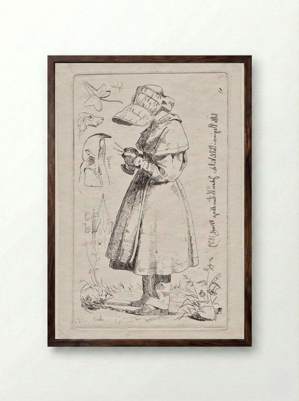 Little Regine in Vallekilde - Johan Thomas Lundbye - Framed Print Dark Wood