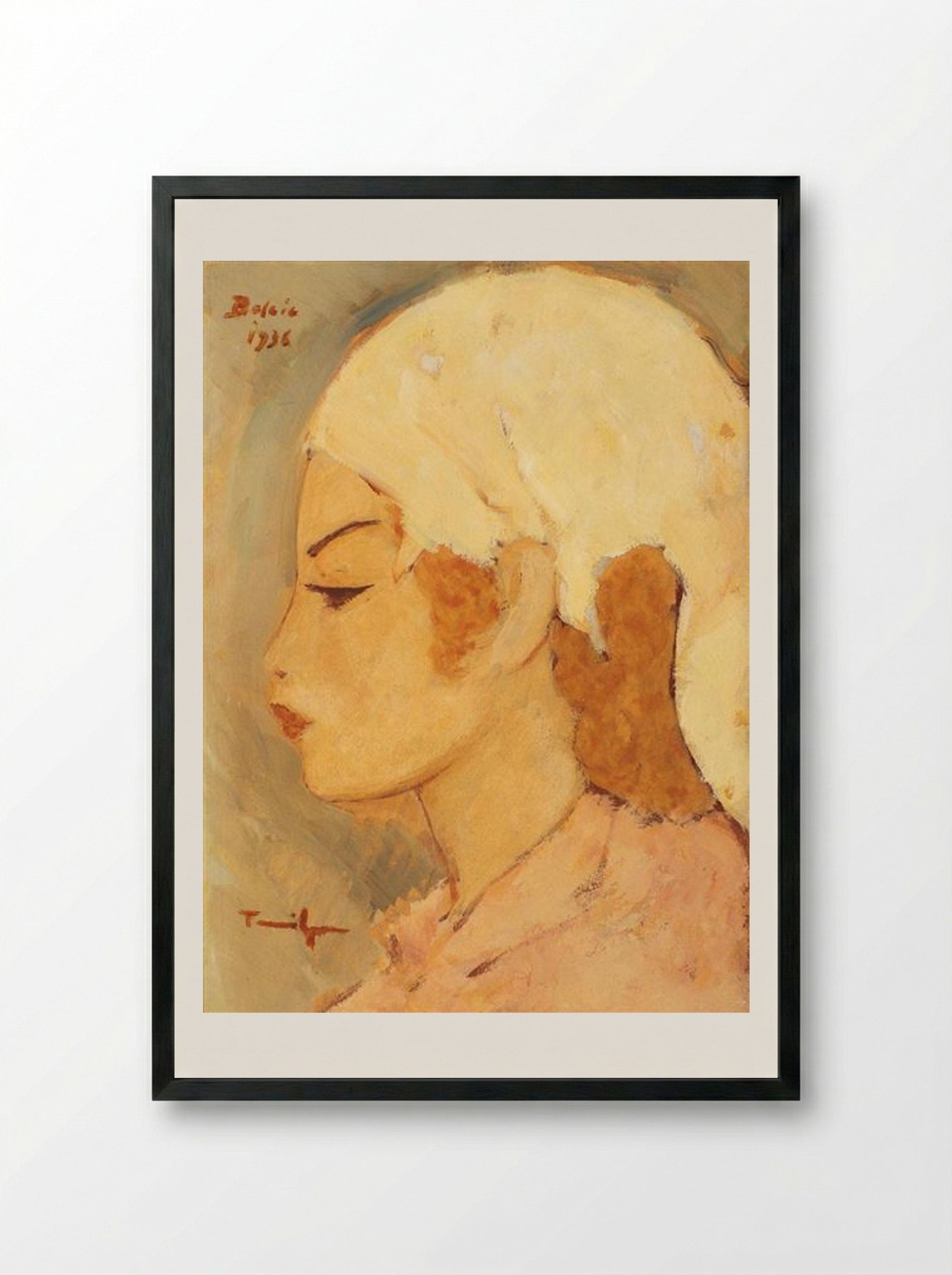 Little Tatar Girl (Rachiș Ali) - Nicolae Tonitza - Framed Print Black