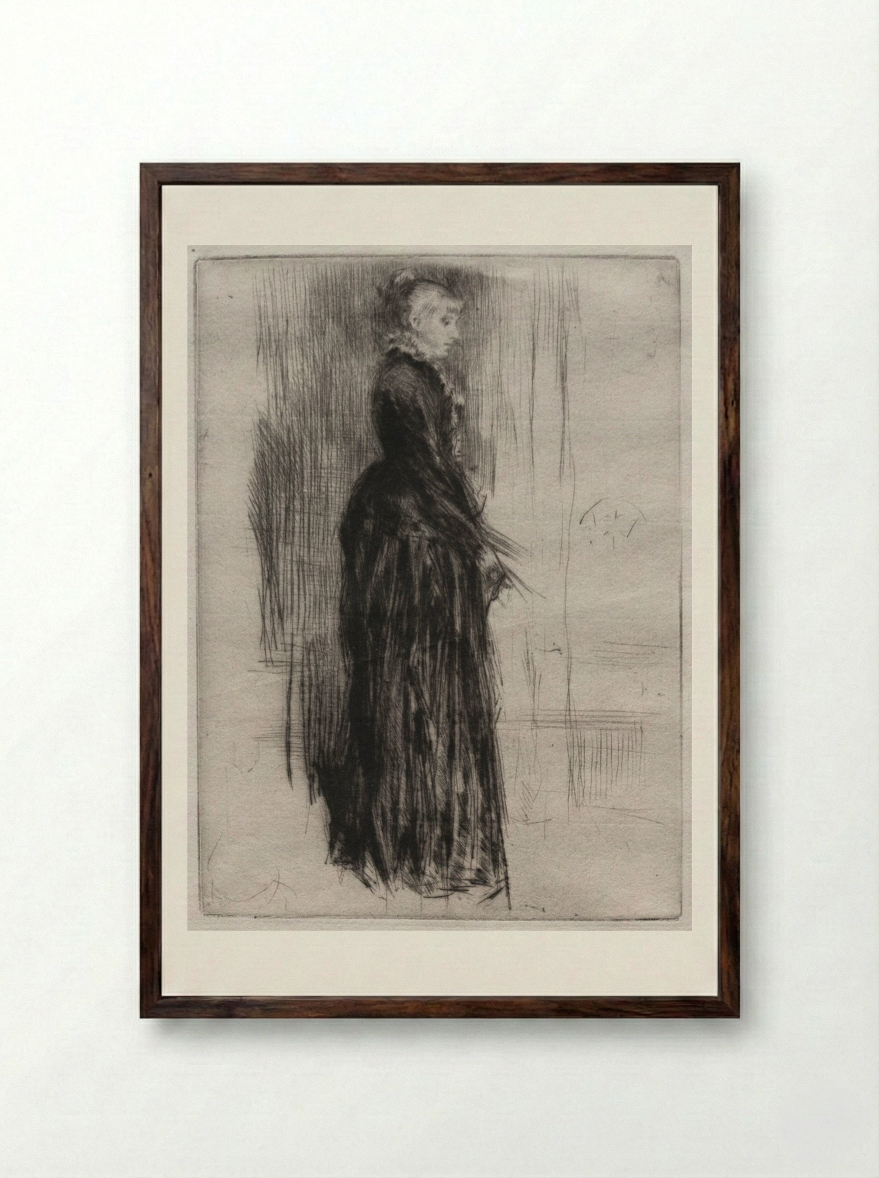 Little Velvet Dress - James McNeill Whistler - Framed Print Dark Wood