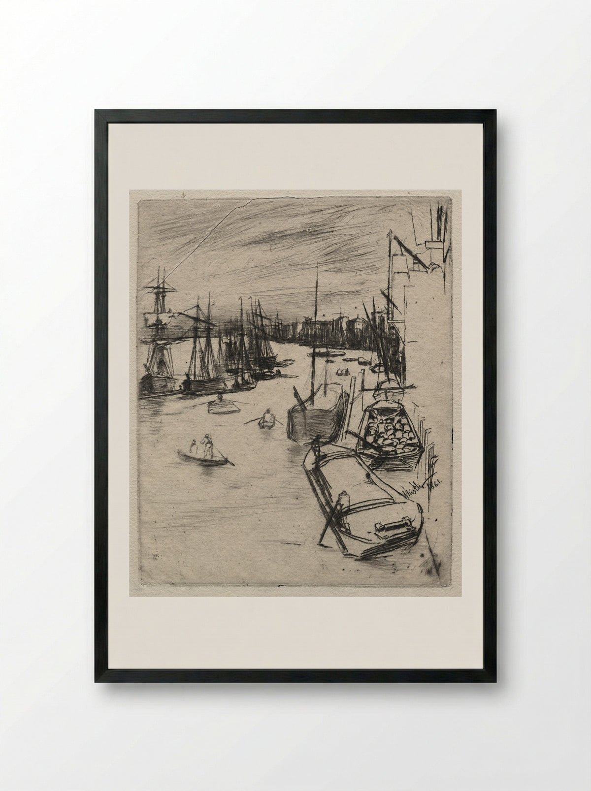 Little Wapping - James McNeill Whistler - Framed Print Black