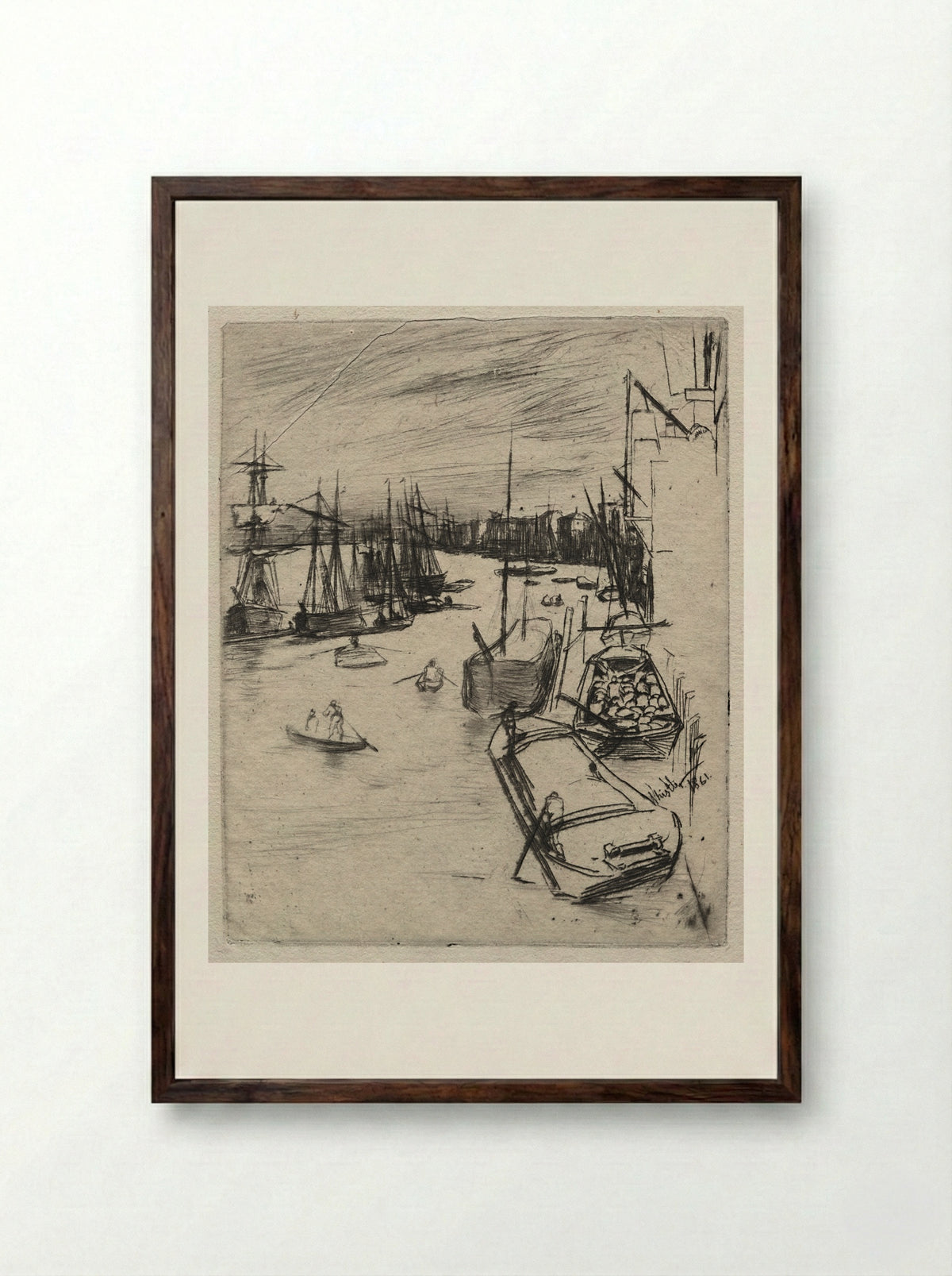 Little Wapping - James McNeill Whistler - Framed Print Dark Wood