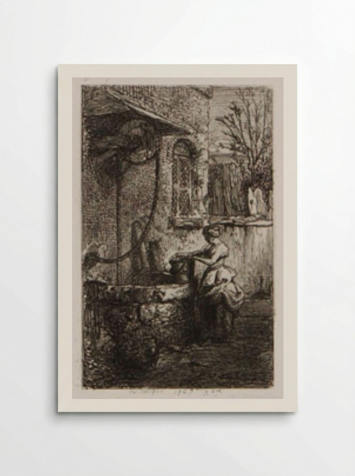 Little Woman Holding a Pail at the Edge of a Well - Charles-Émile Jacque - Poster