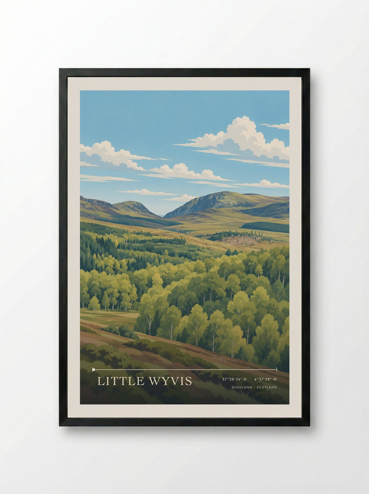Little Wyvis, Highland | Travel Poster - Framed Print Black