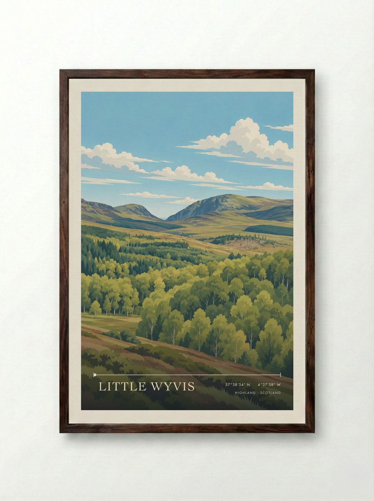 Little Wyvis, Highland | Travel Poster - Framed Print Dark Wood
