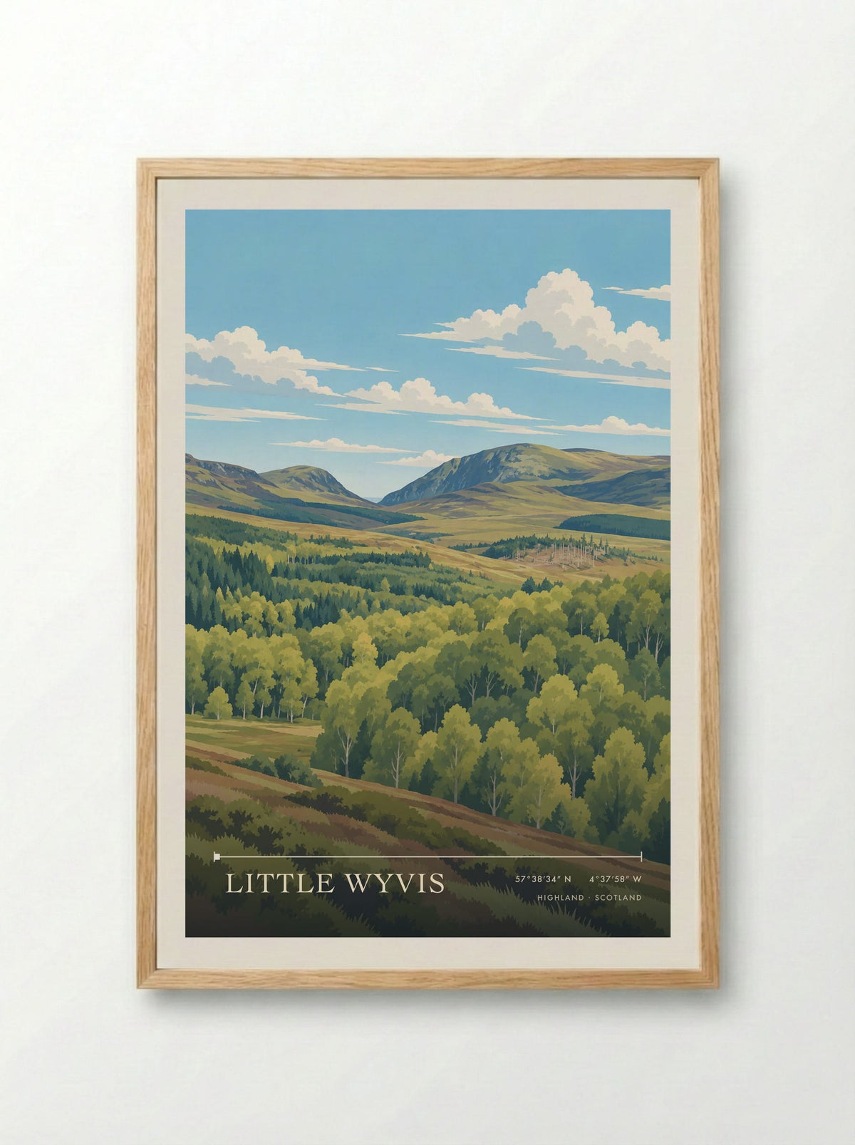 Little Wyvis, Highland | Travel Poster - Framed Print Wood