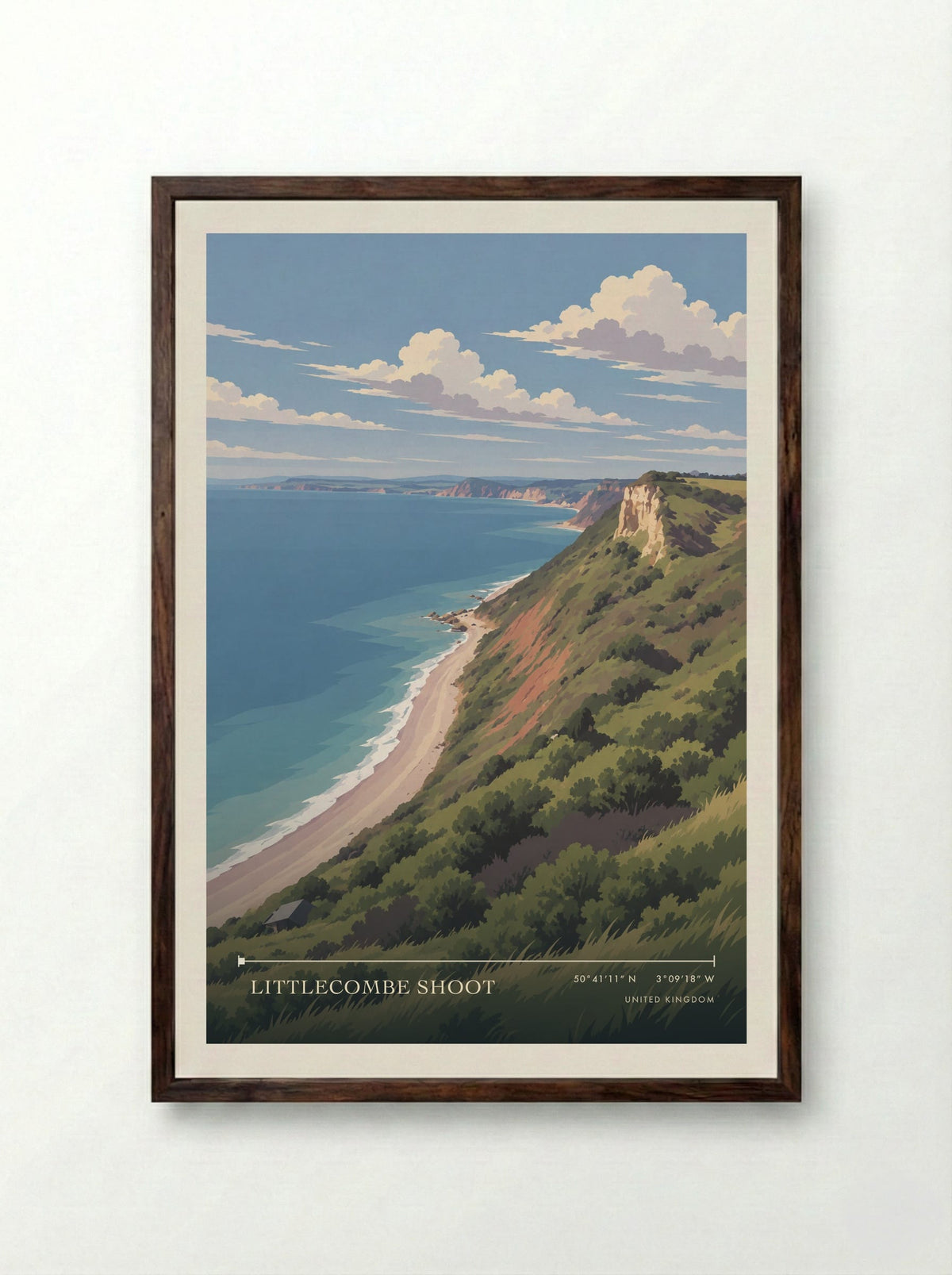 Littlecombe Shoot | Travel Poster - Framed Print Dark Wood