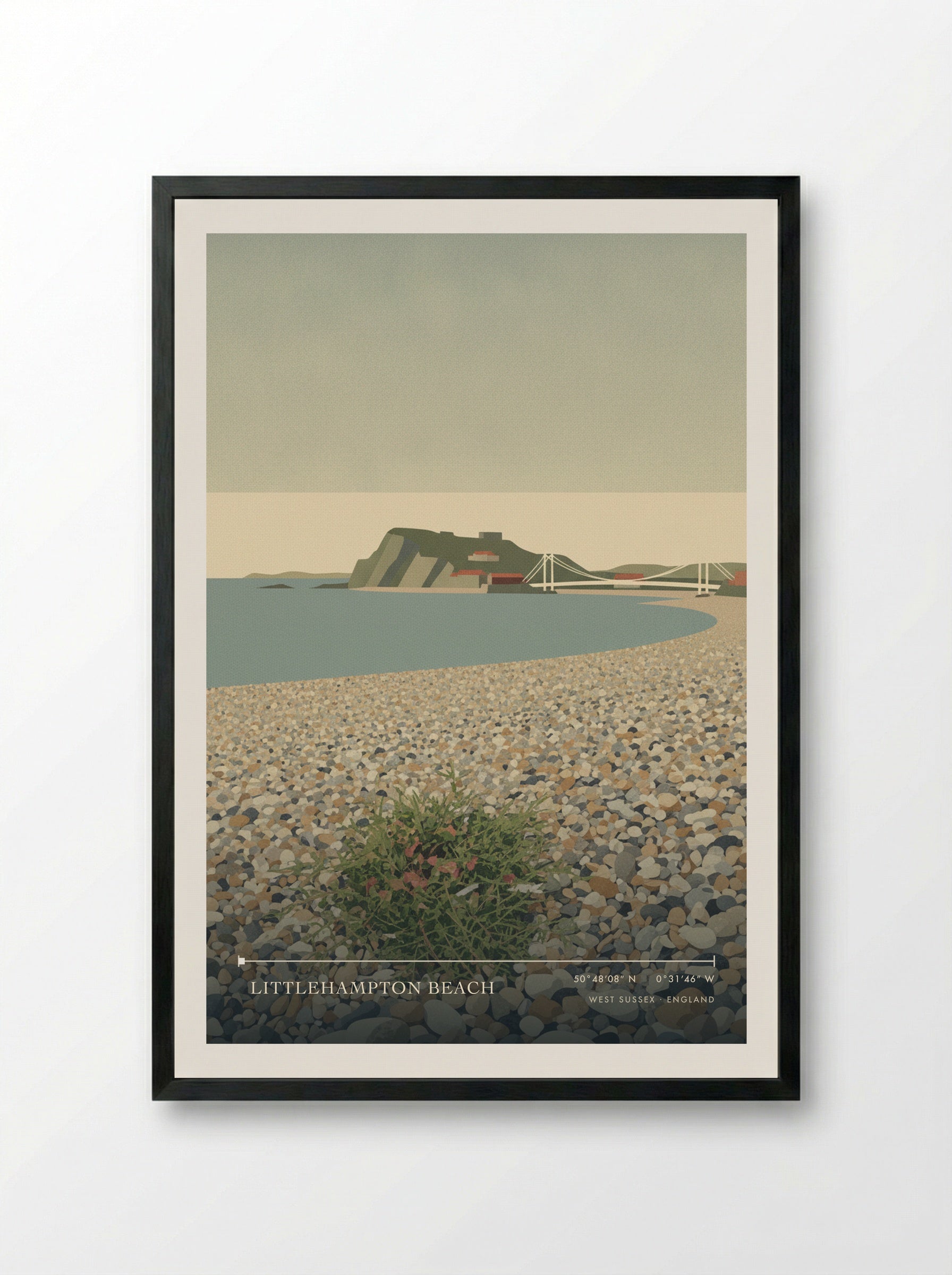 Littlehampton Beach West Sussex England Travel Poster - Framed Print Black