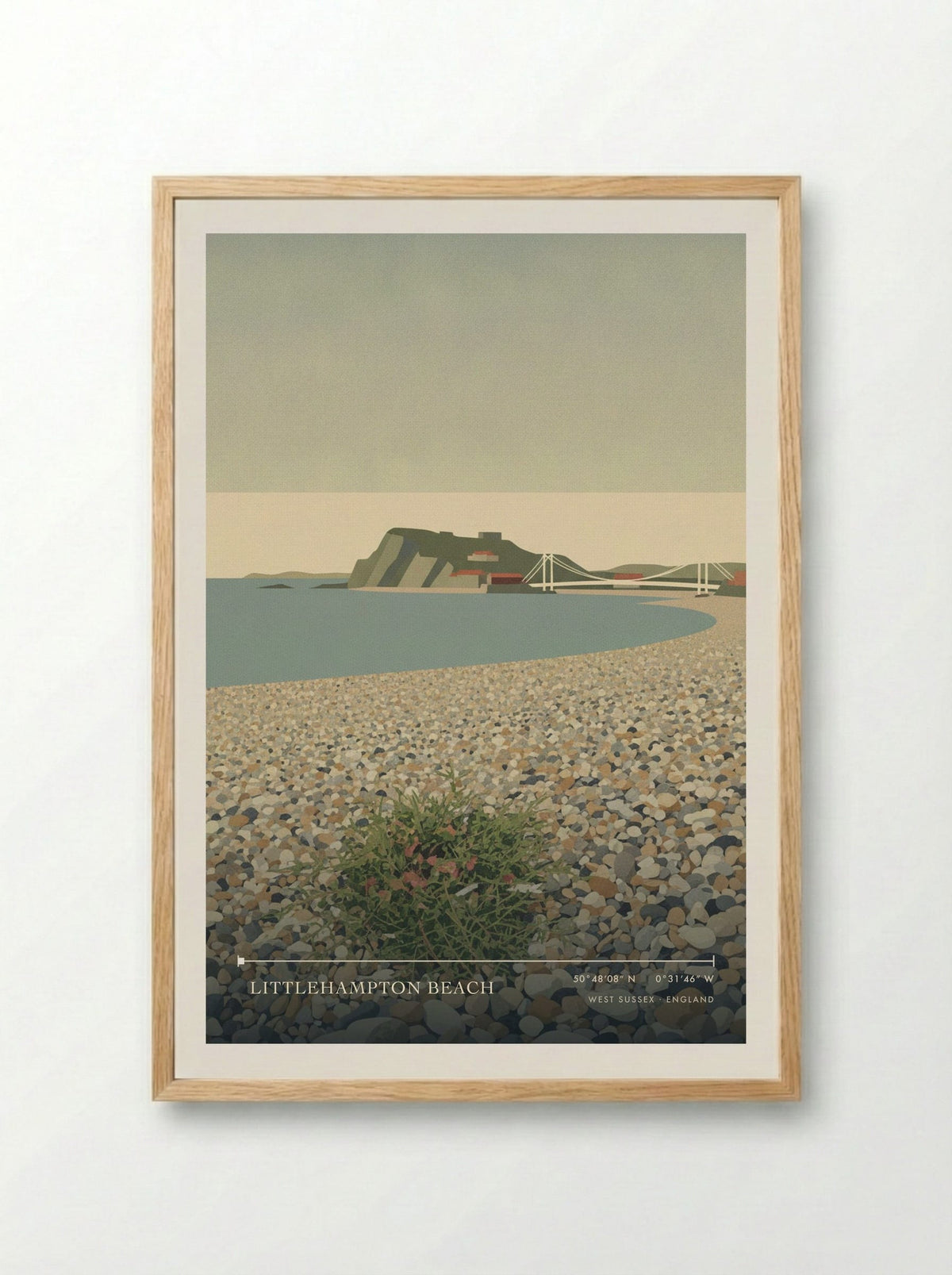 Littlehampton Beach West Sussex England Travel Poster - Framed Print Wood