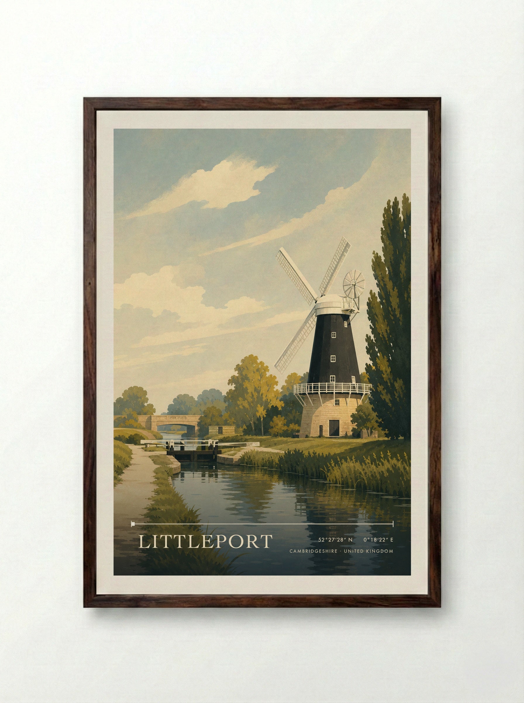 Littleport Cambridgeshire United Kingdom Travel Poster - Framed Print Dark Wood