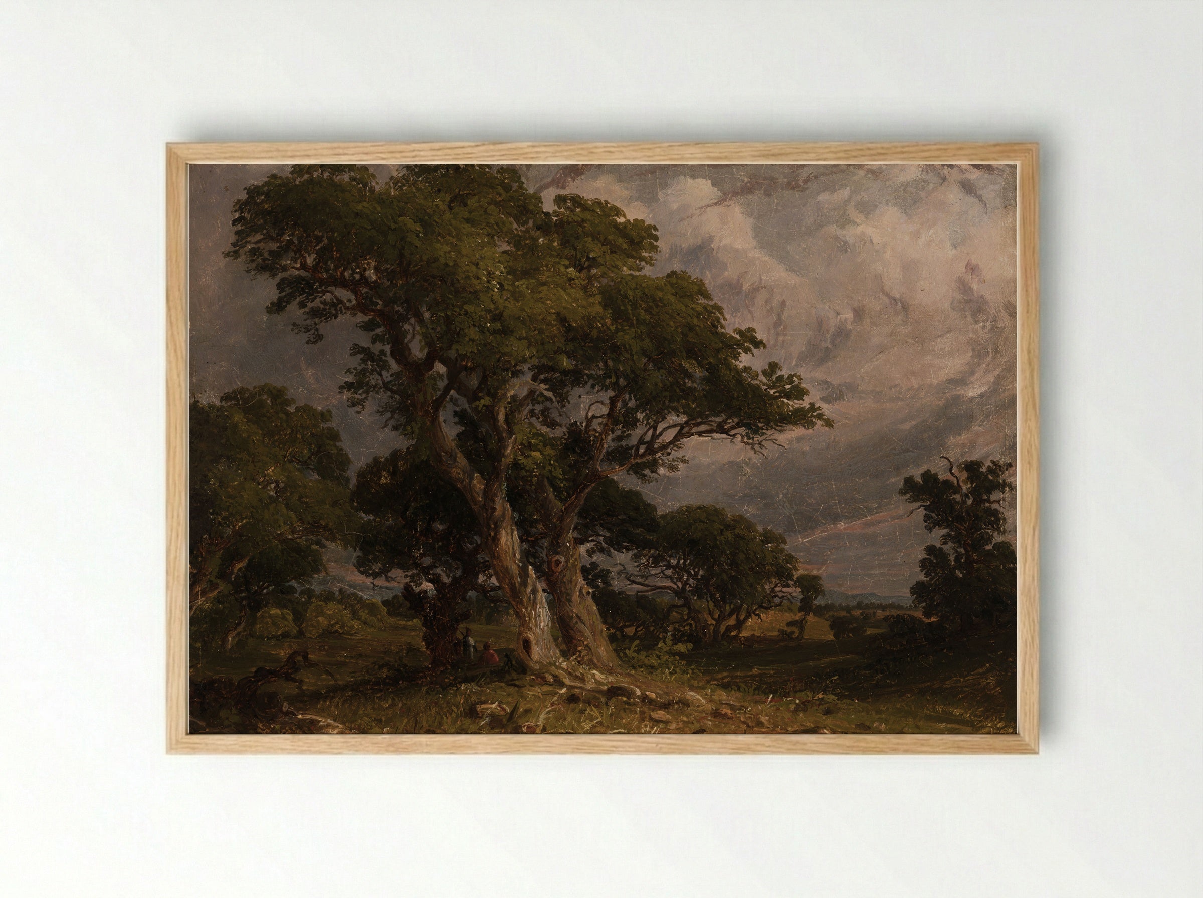 Live Oaks with Two Small Figures - Seth Eastman - Framed Print Wood