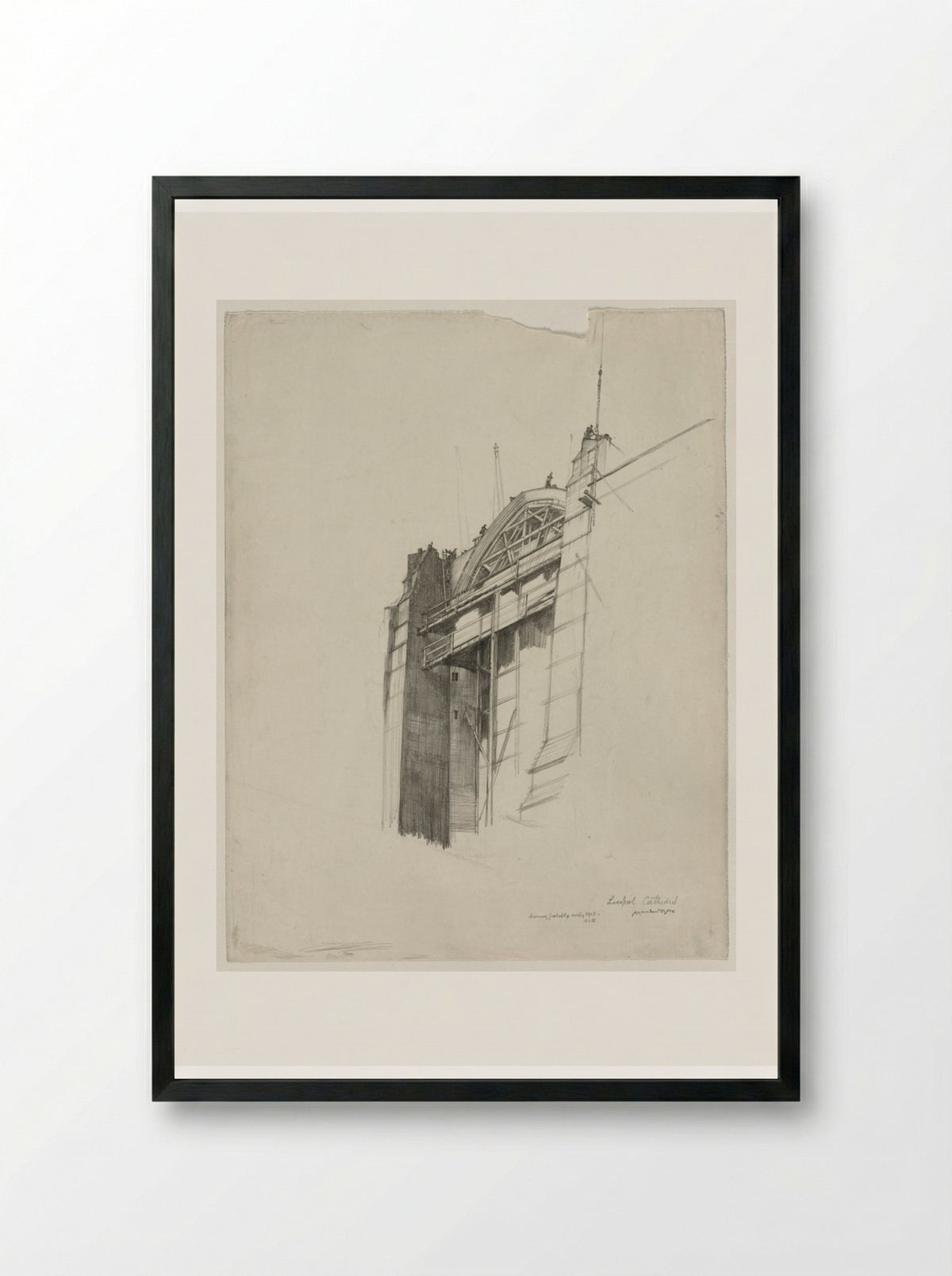 Liverpool Cathedral - Muirhead Bone - Framed Print Black