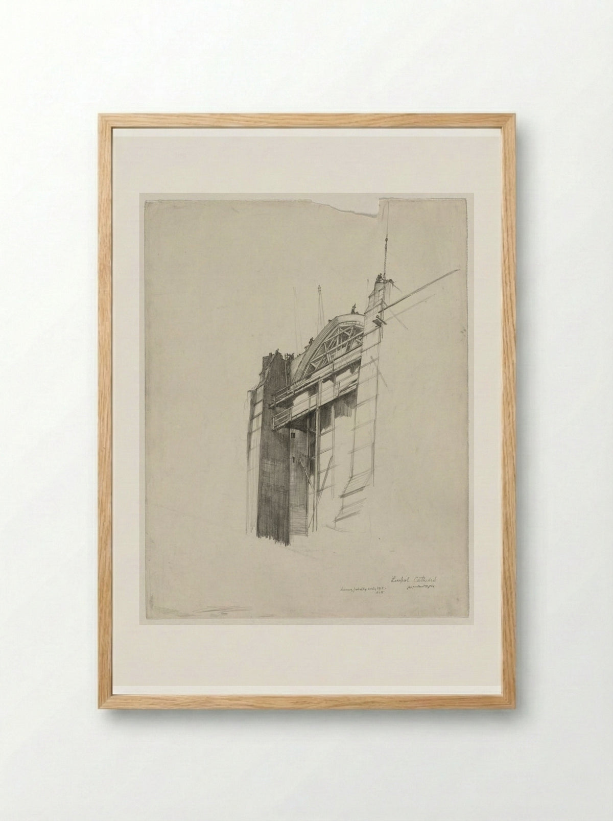 Liverpool Cathedral - Muirhead Bone - Framed Print Wood