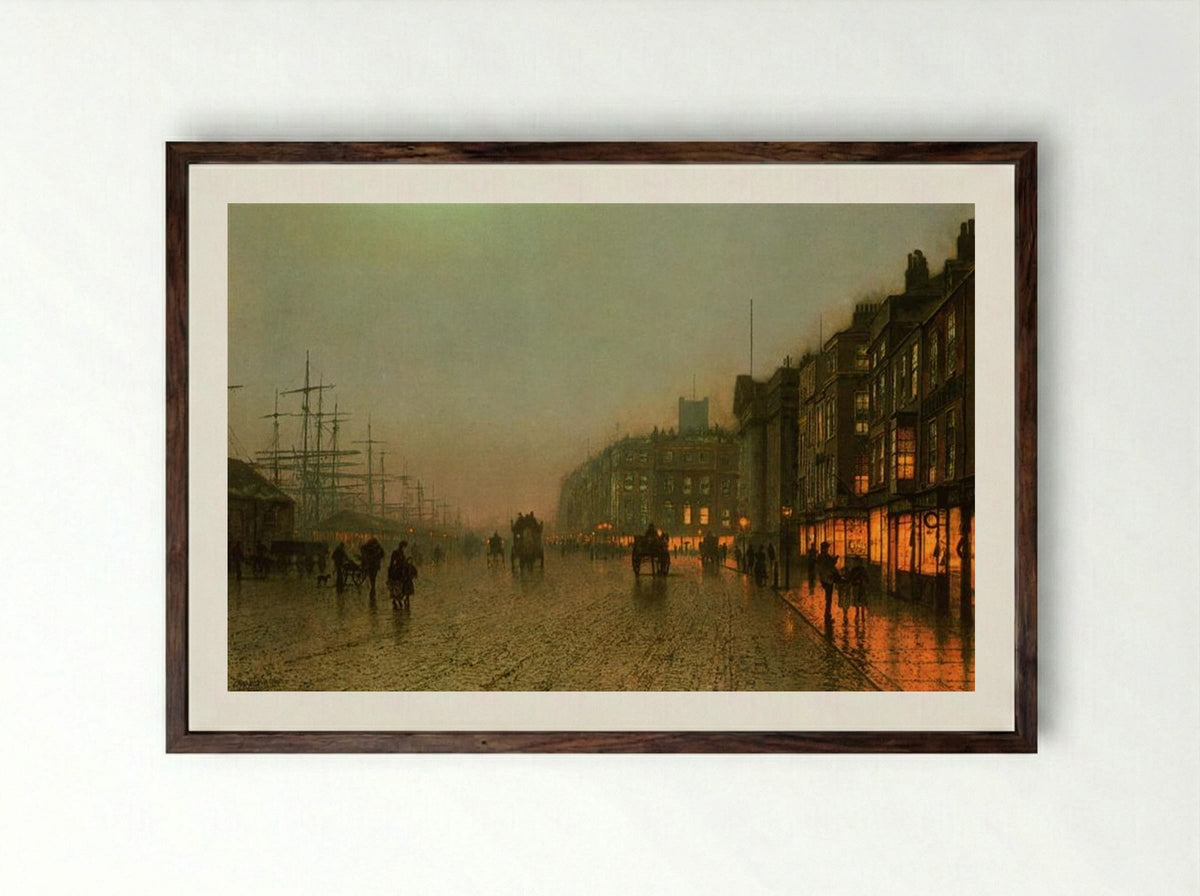 Liverpool from Wapping - John Atkinson Grimshaw - Framed Print Dark Wood