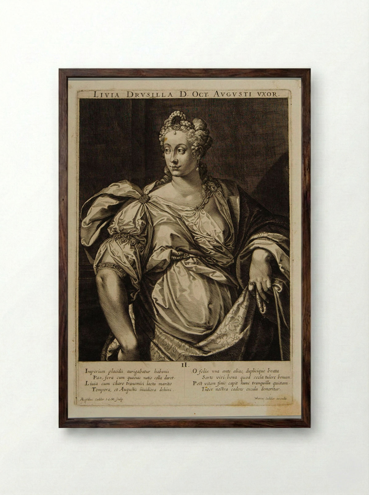 Livia Drusilla, Wife of Augustus - Aegidius Sadeler II - Framed Print Dark Wood