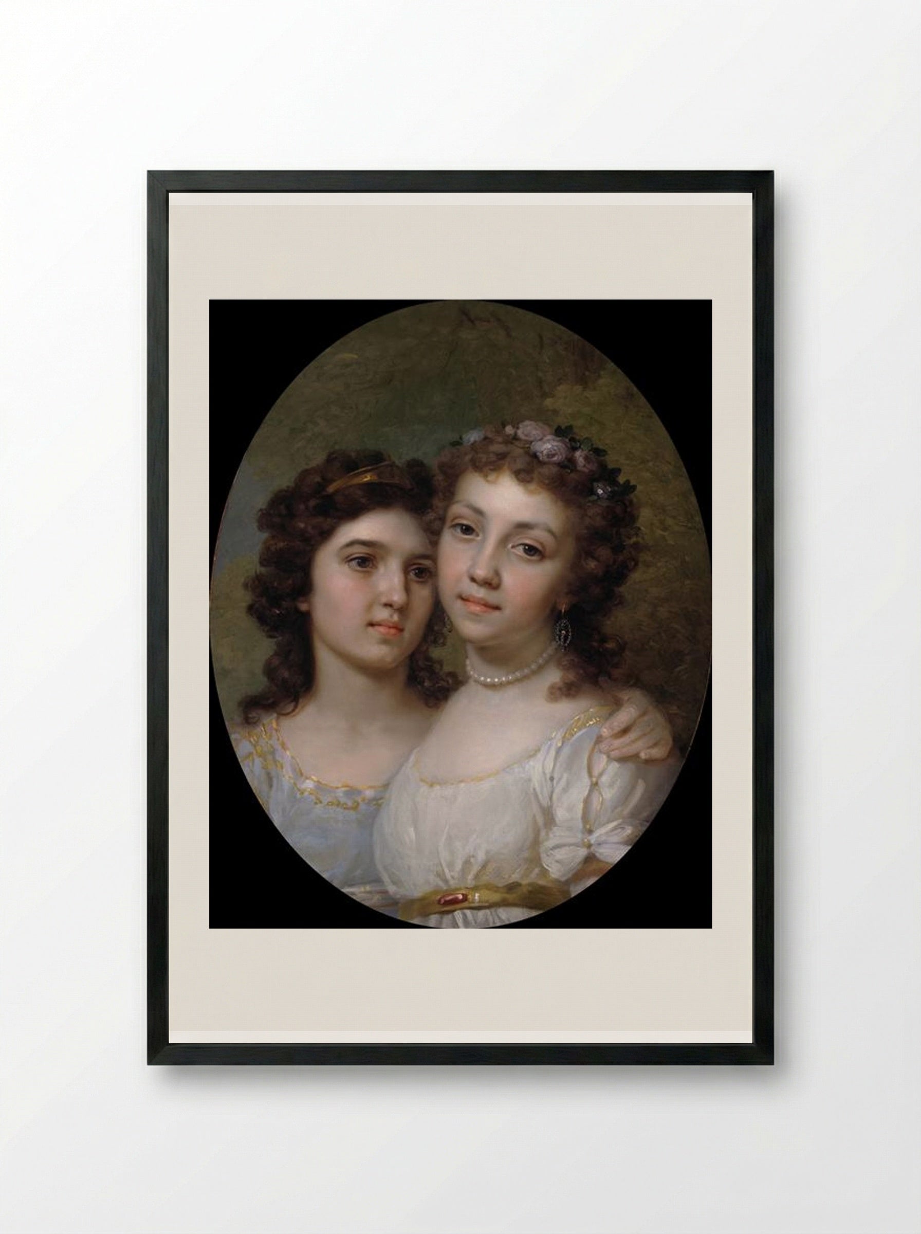 Lizanka and Dashenka - Vladimir Borovikovsky - Framed Print Black