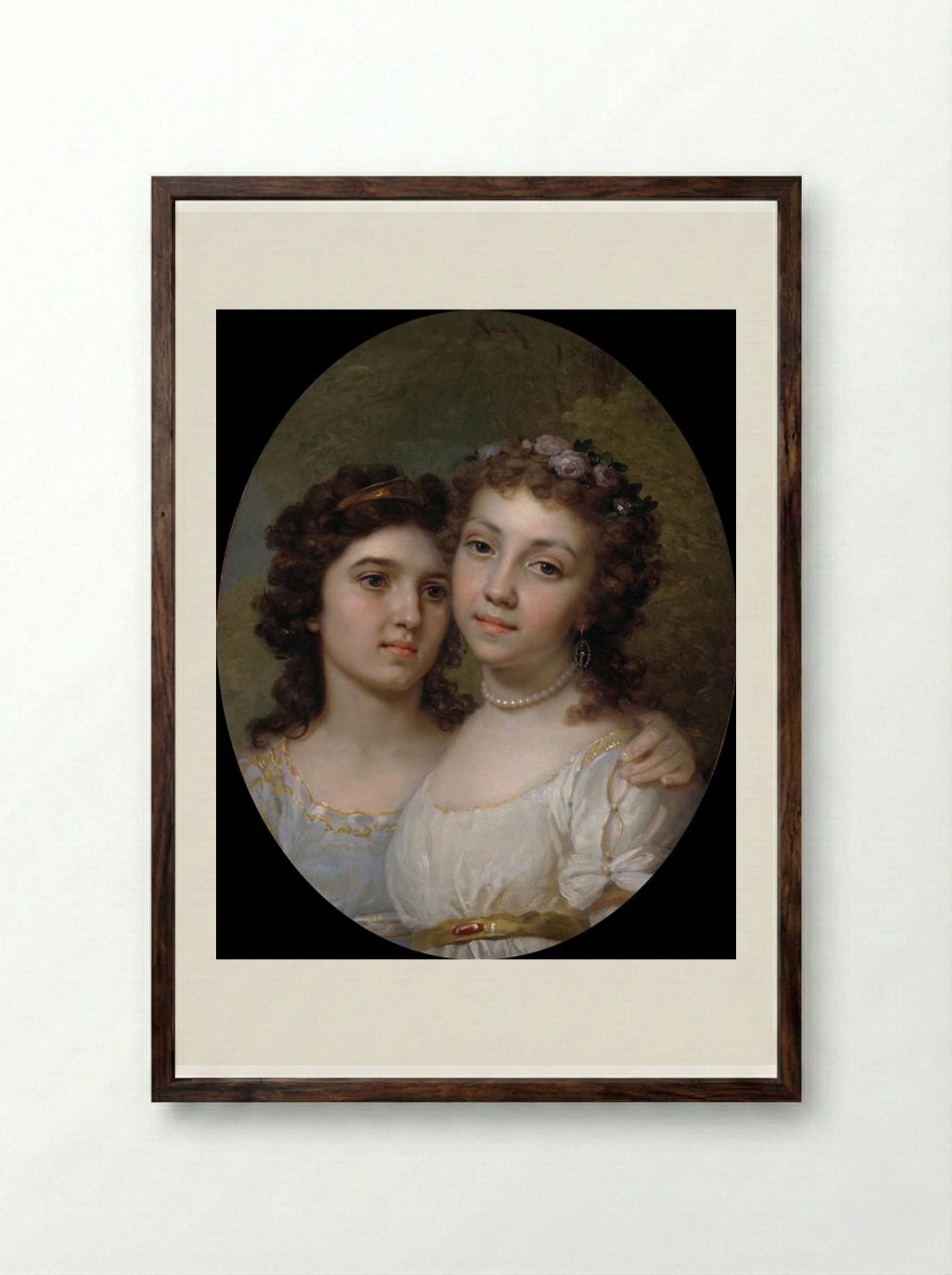 Lizanka and Dashenka - Vladimir Borovikovsky - Framed Print Dark Wood