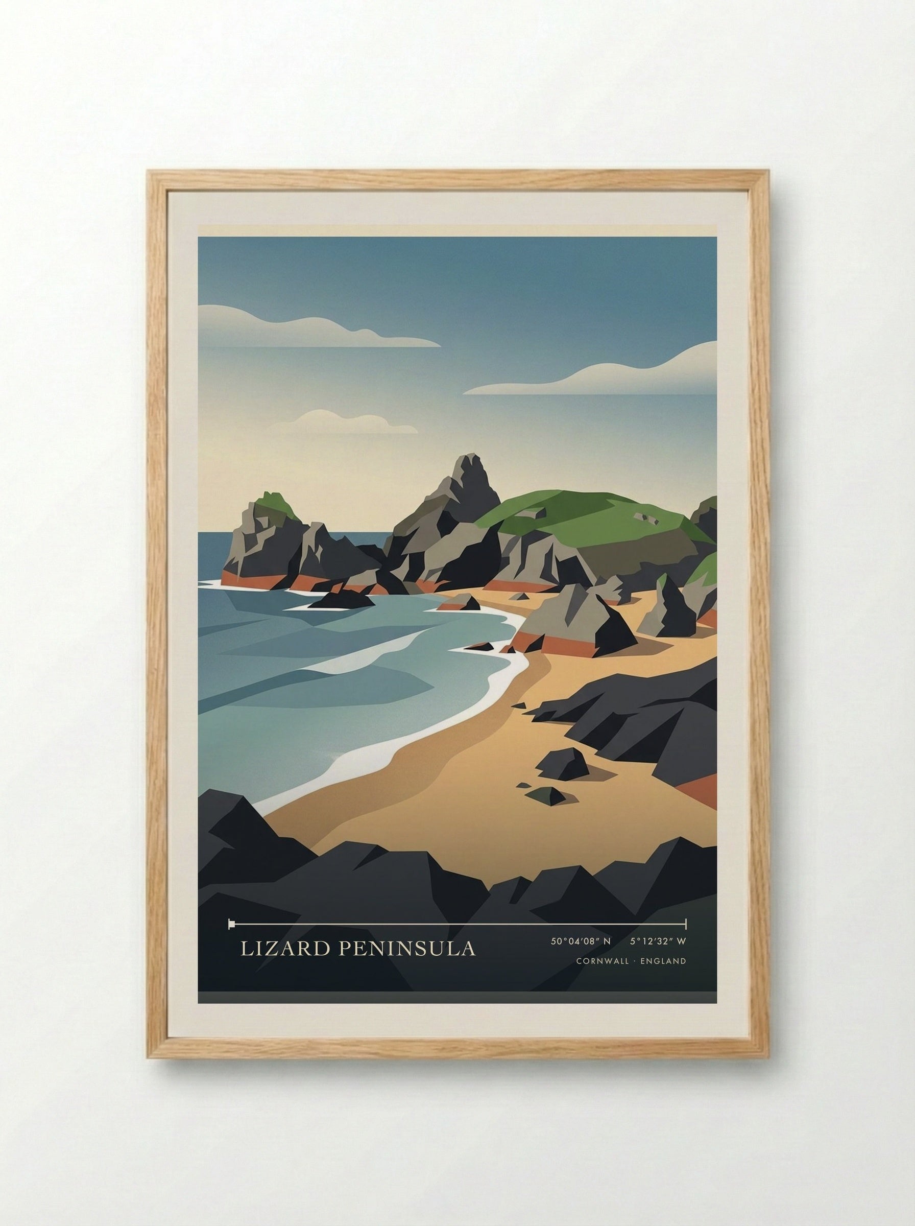 Lizard Peninsula Cornwall England Travel Poster - Framed Print Wood
