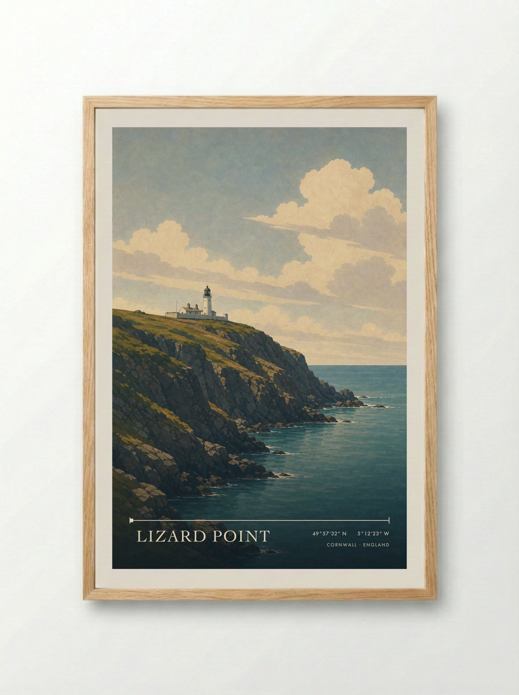 Lizard Point Cornwall England Travel Poster - Framed Print Wood