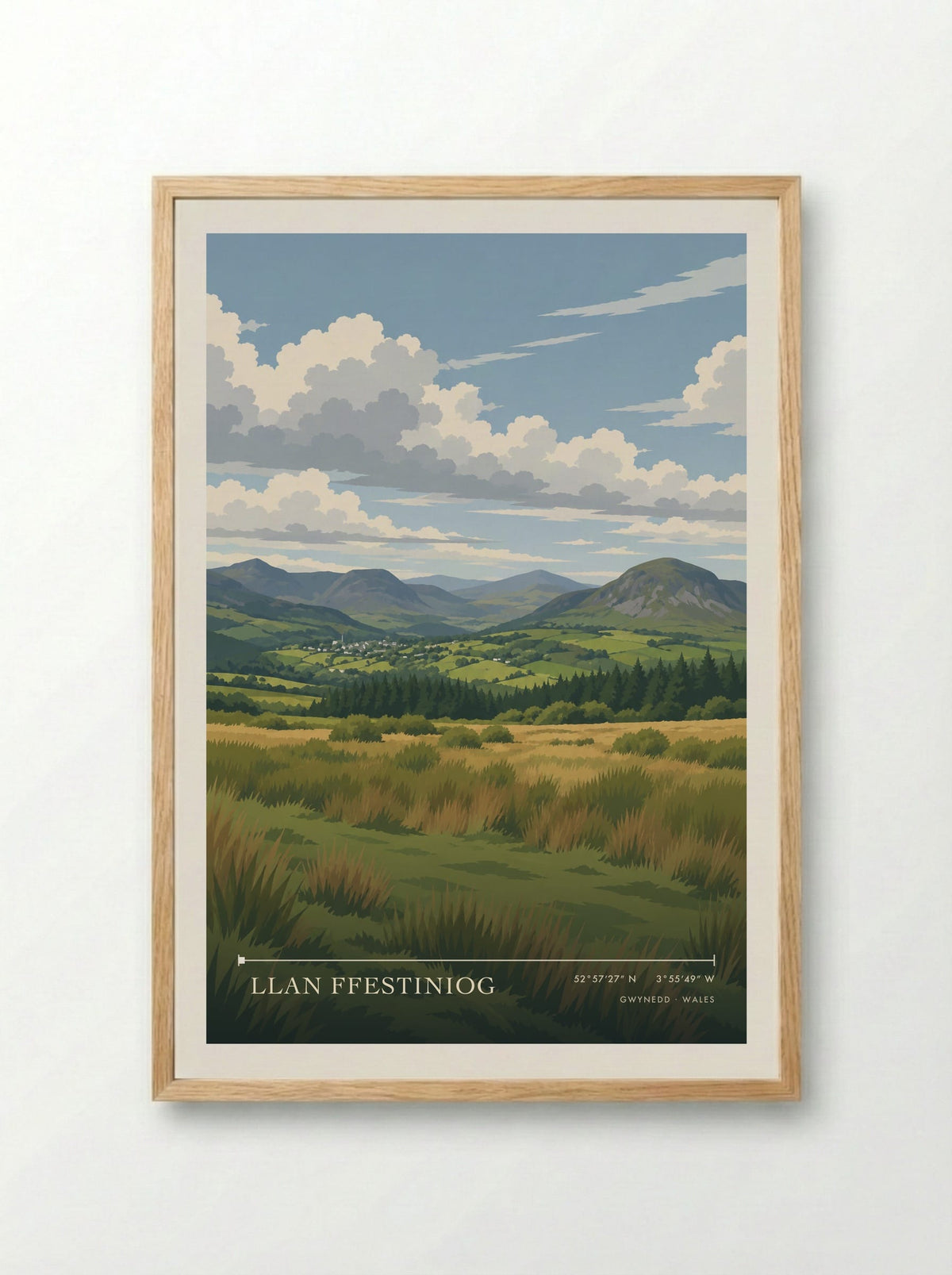 Llan Ffestiniog, Gwynedd | Travel Poster - Framed Print Wood