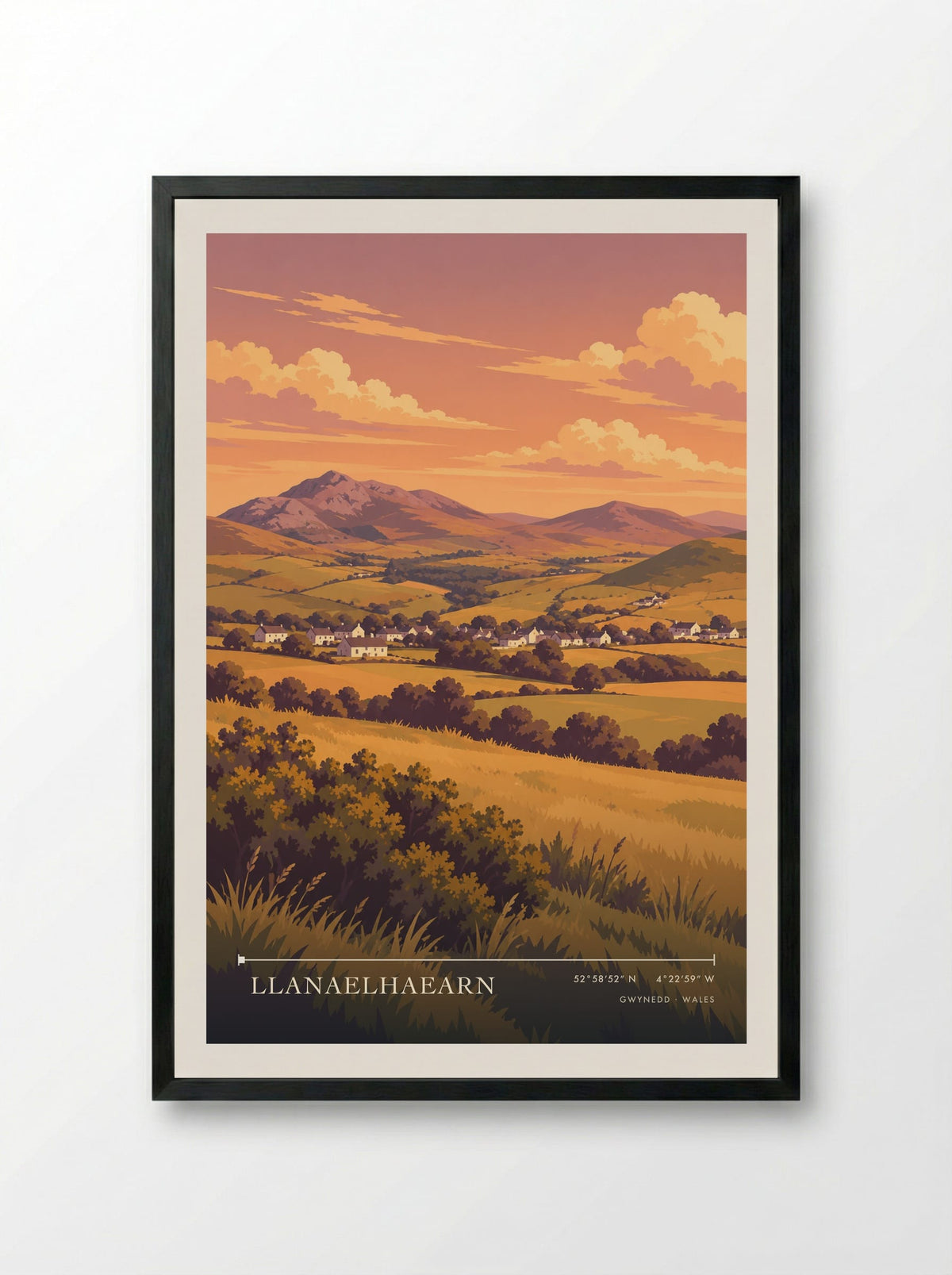 Llanaelhaearn, Gwynedd | Travel Poster - Framed Print Black