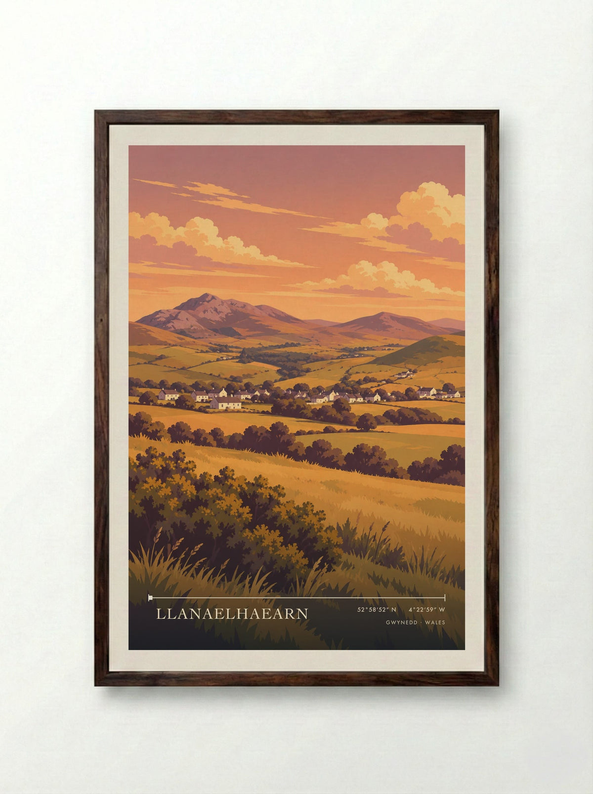 Llanaelhaearn, Gwynedd | Travel Poster - Framed Print Dark Wood
