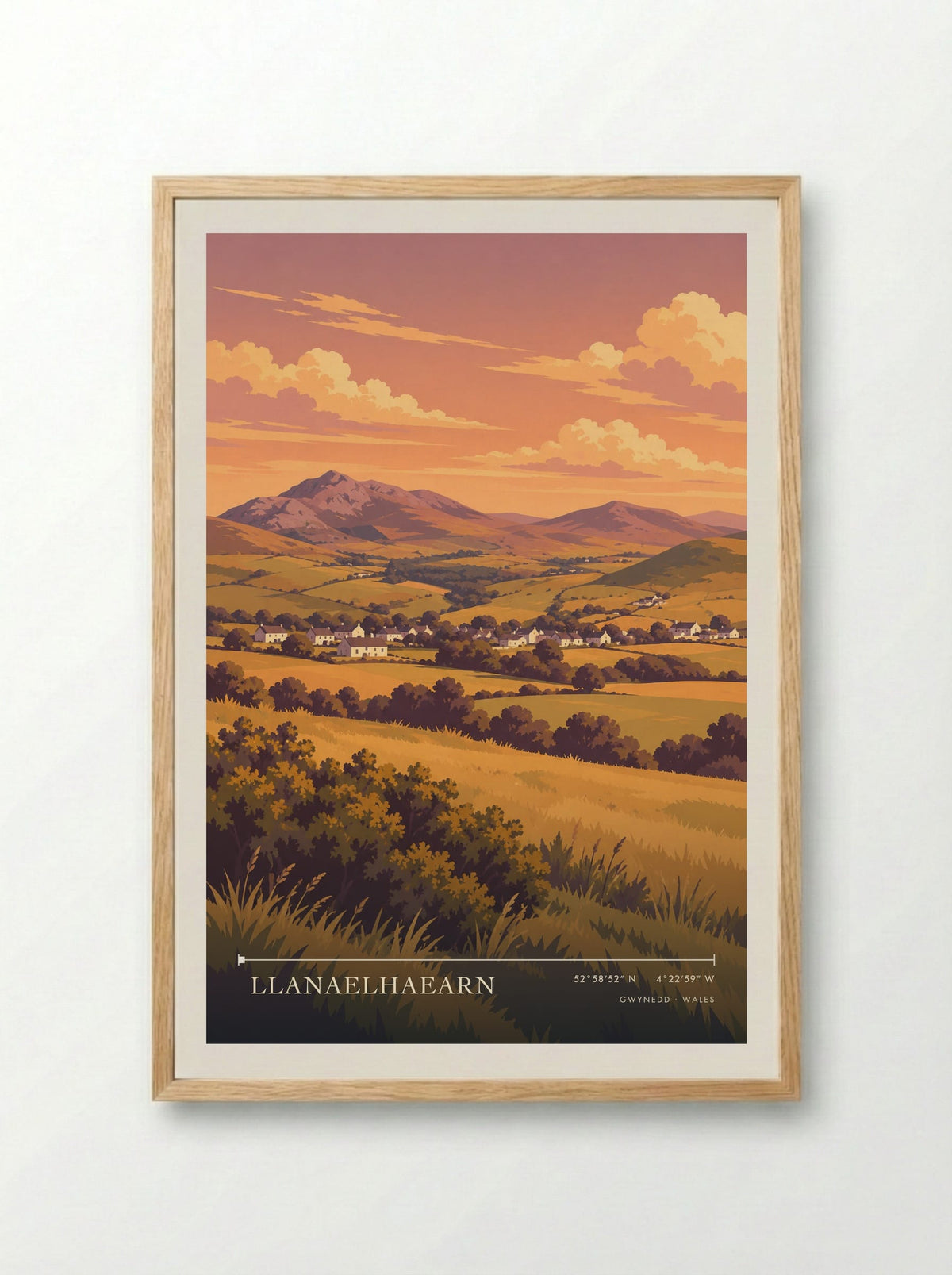 Llanaelhaearn, Gwynedd | Travel Poster - Framed Print Wood