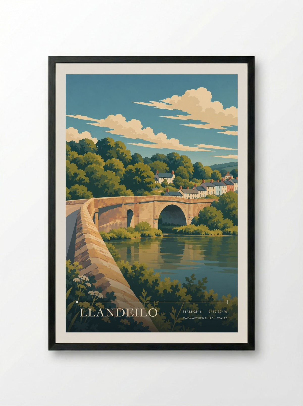 Llandeilo, Carmarthenshire | Travel Poster - Framed Print Black