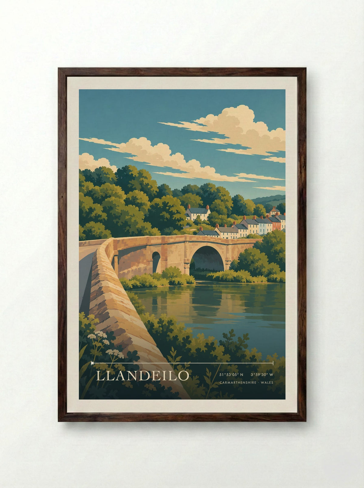 Llandeilo, Carmarthenshire | Travel Poster - Framed Print Dark Wood