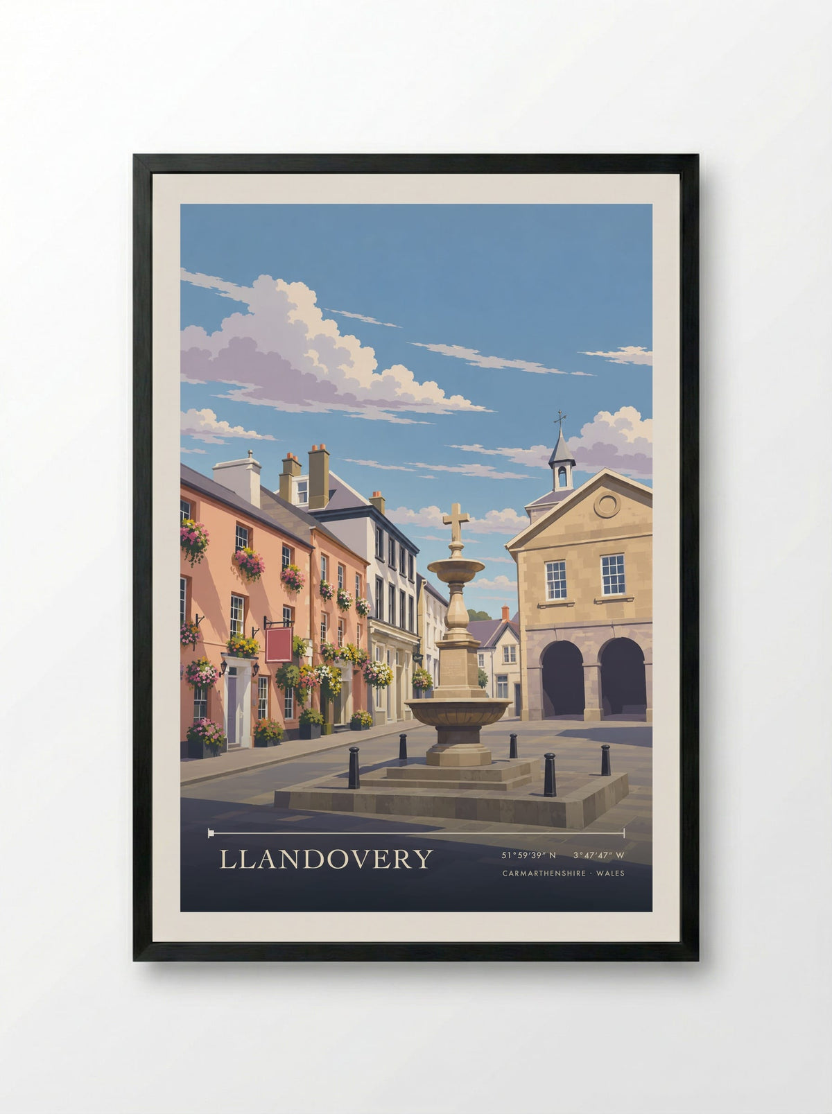 Llandovery, Carmarthenshire | Travel Poster - Framed Print Black