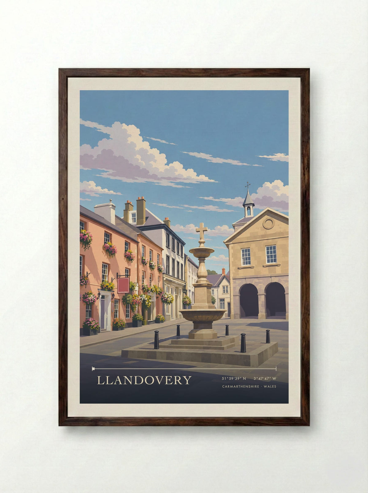 Llandovery, Carmarthenshire | Travel Poster - Framed Print Dark Wood