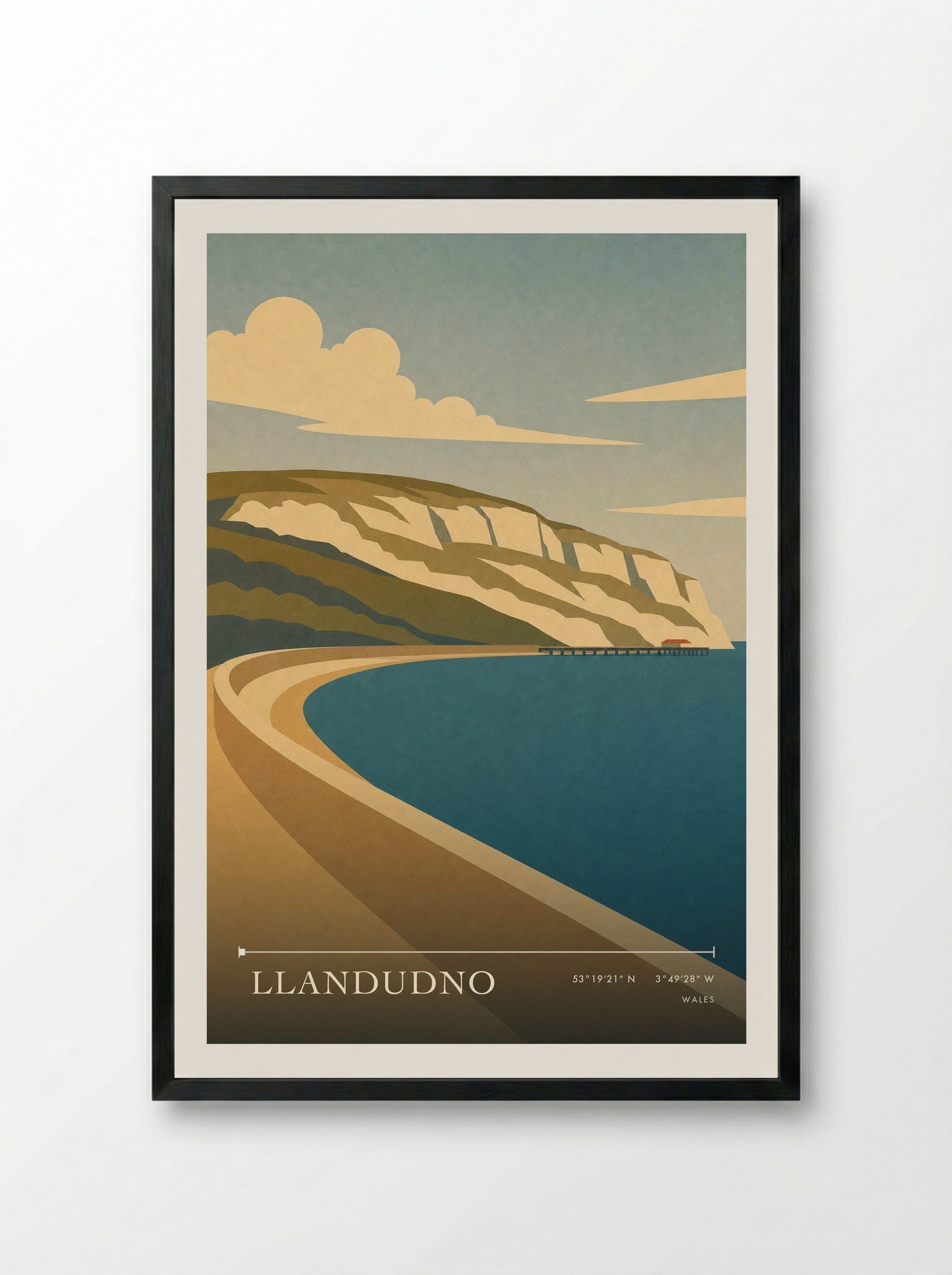 Llandudno Wales Travel Poster - Framed Print Black