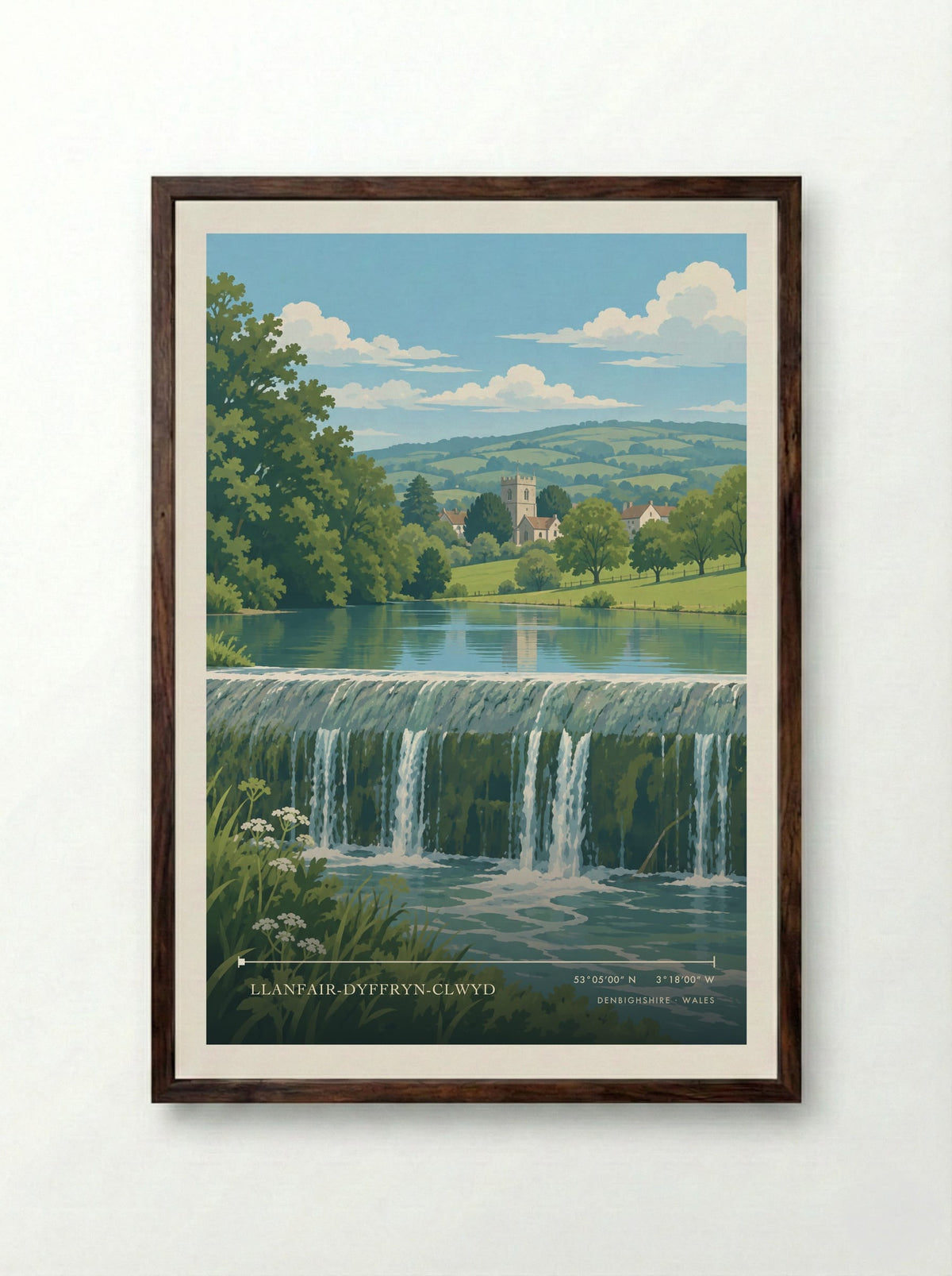Llanfair-Dyffryn-Clwyd, Denbighshire | Travel Poster - Framed Print Dark Wood