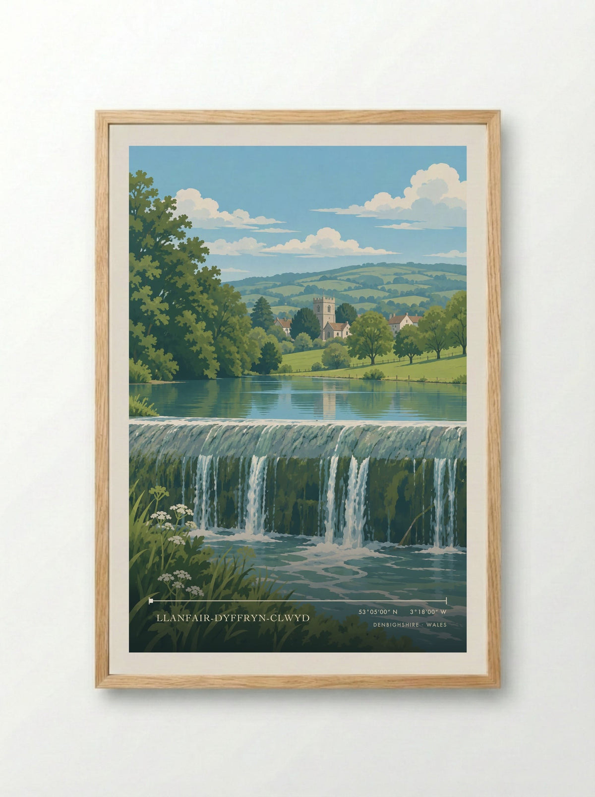 Llanfair-Dyffryn-Clwyd, Denbighshire | Travel Poster - Framed Print Wood
