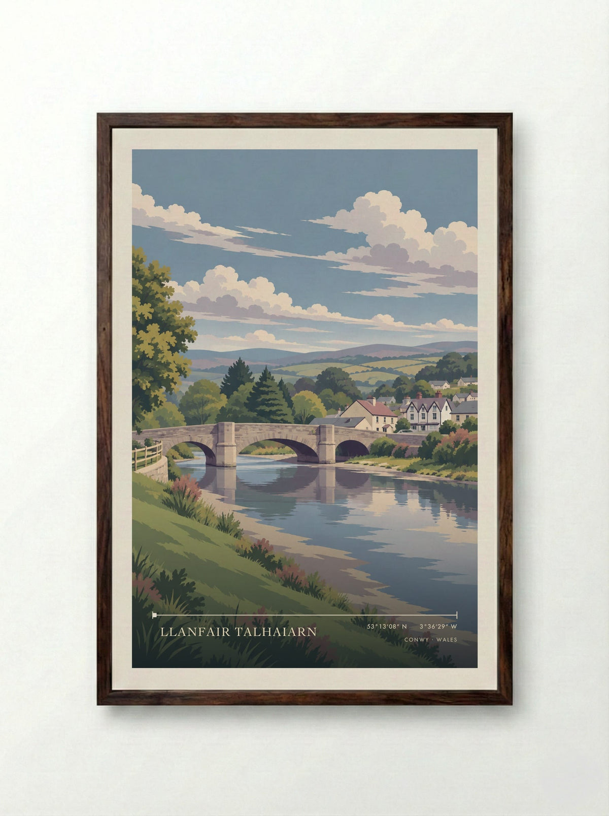 Llanfair Talhaiarn, Conwy | Travel Poster - Framed Print Dark Wood