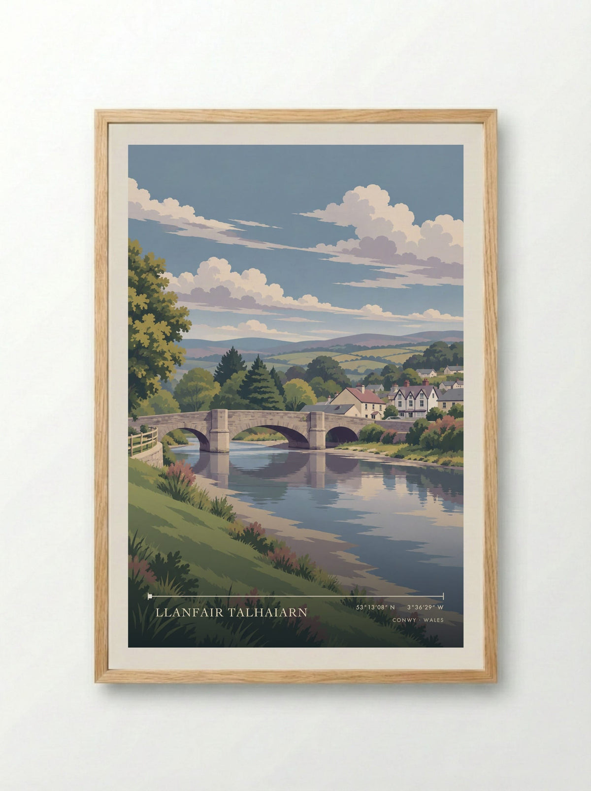Llanfair Talhaiarn, Conwy | Travel Poster - Framed Print Wood
