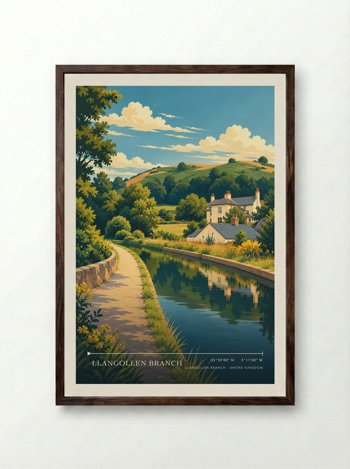 Llangollen Branch | Travel Poster - Framed Print Dark Wood