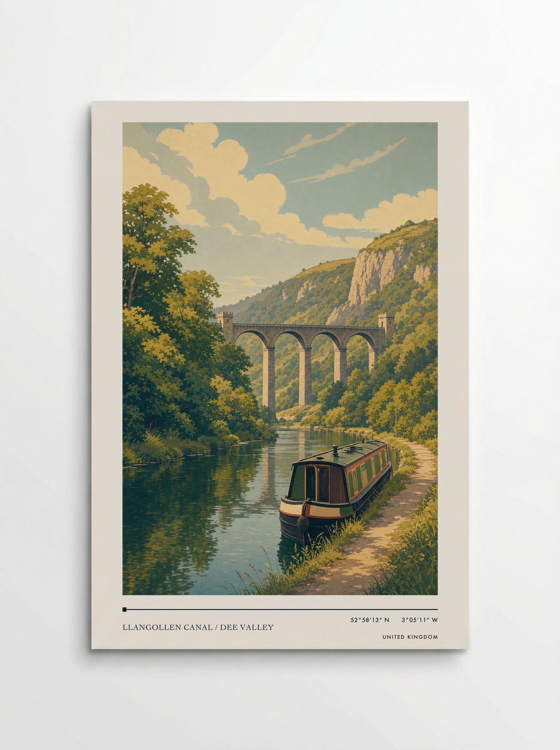 Llangollen Canal / Dee Valley United Kingdom Travel Poster - Poster