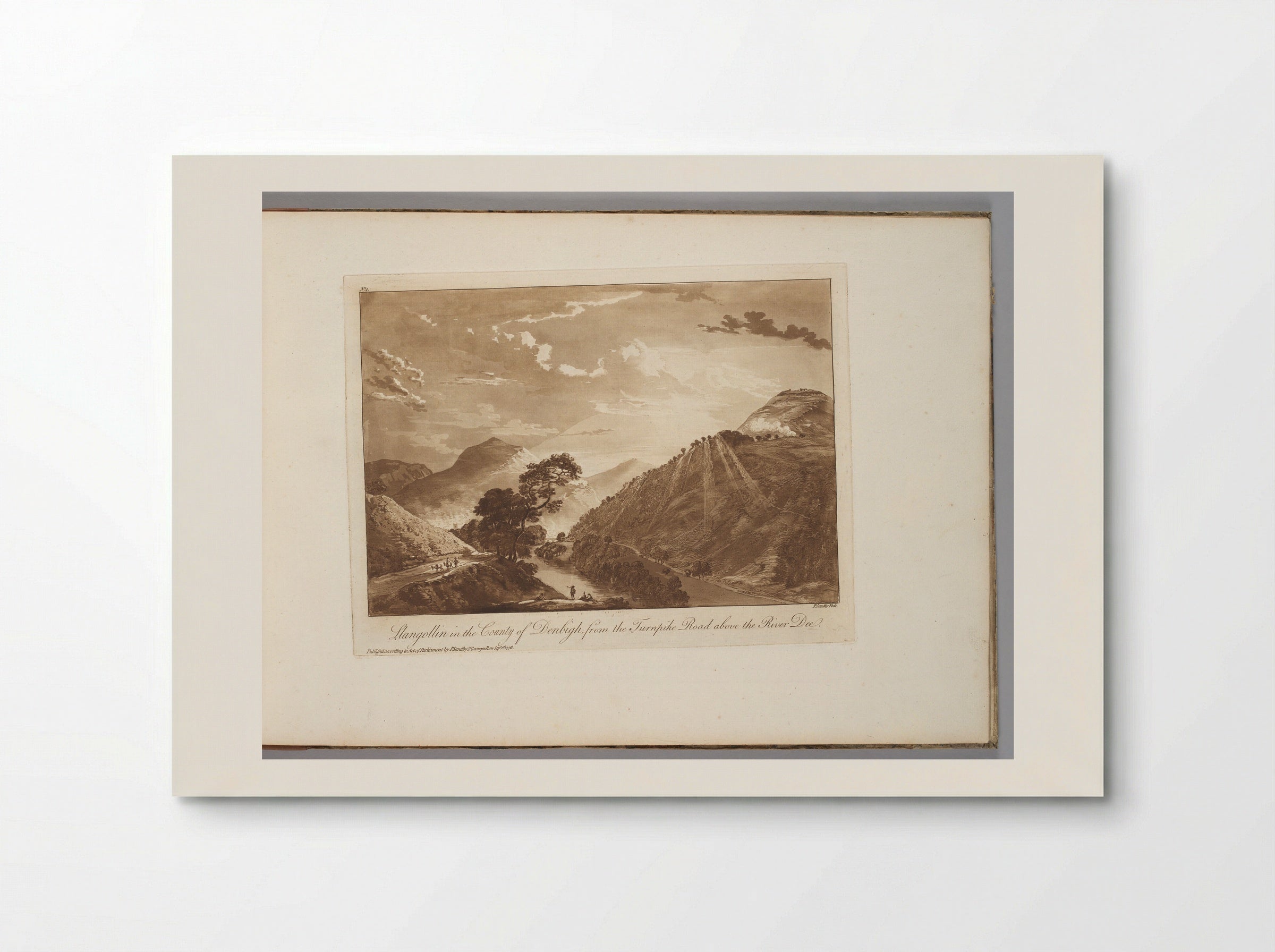 Llangollen in the County of Denbigh, from the Turnpike Road Above the River Dee - Paul Sandby - Poster
