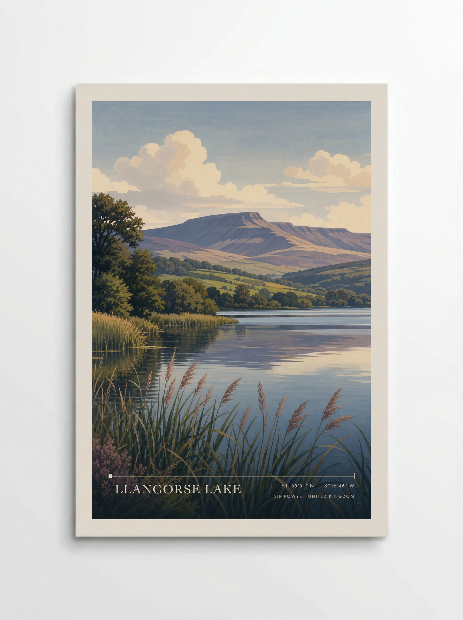 Llangorse Lake Sir Powys United Kingdom Travel Poster - Poster