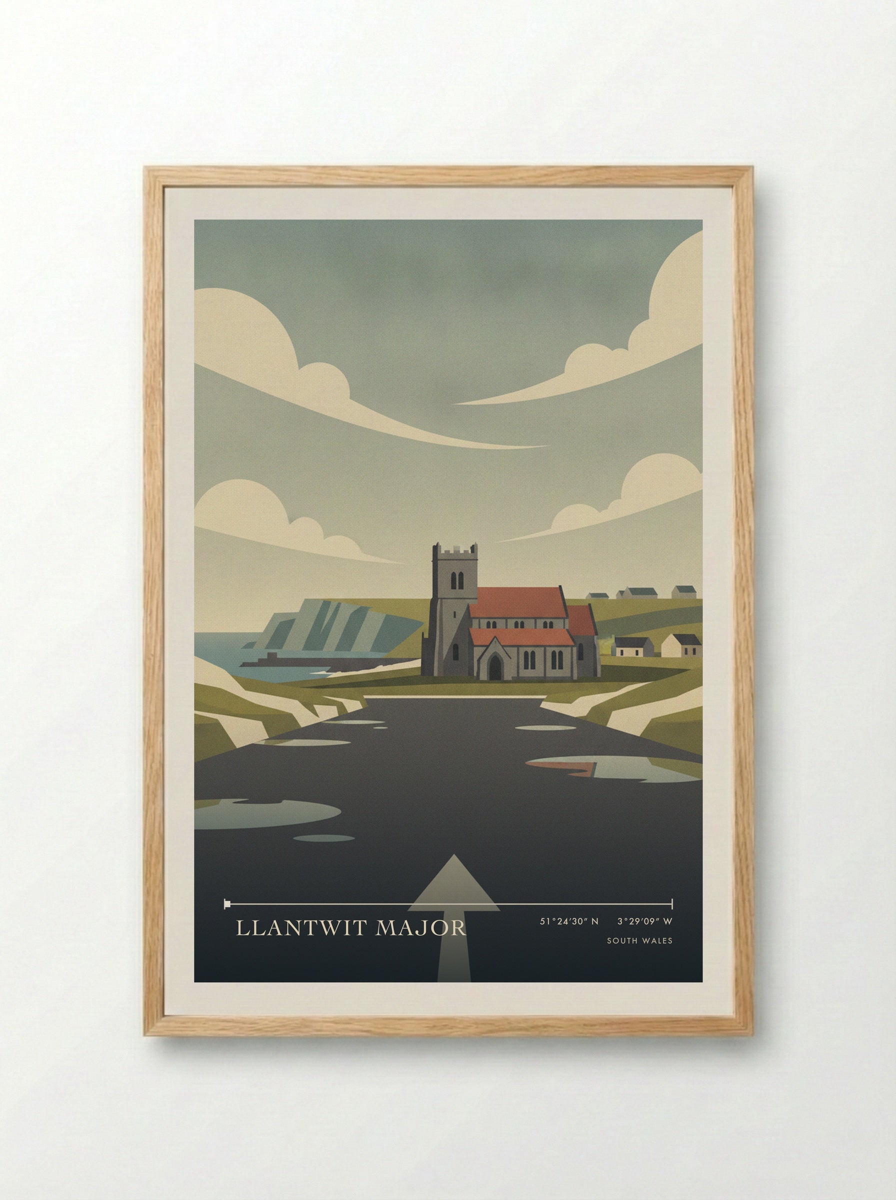 Llantwit Major South Wales Wales Travel Poster - Framed Print Wood