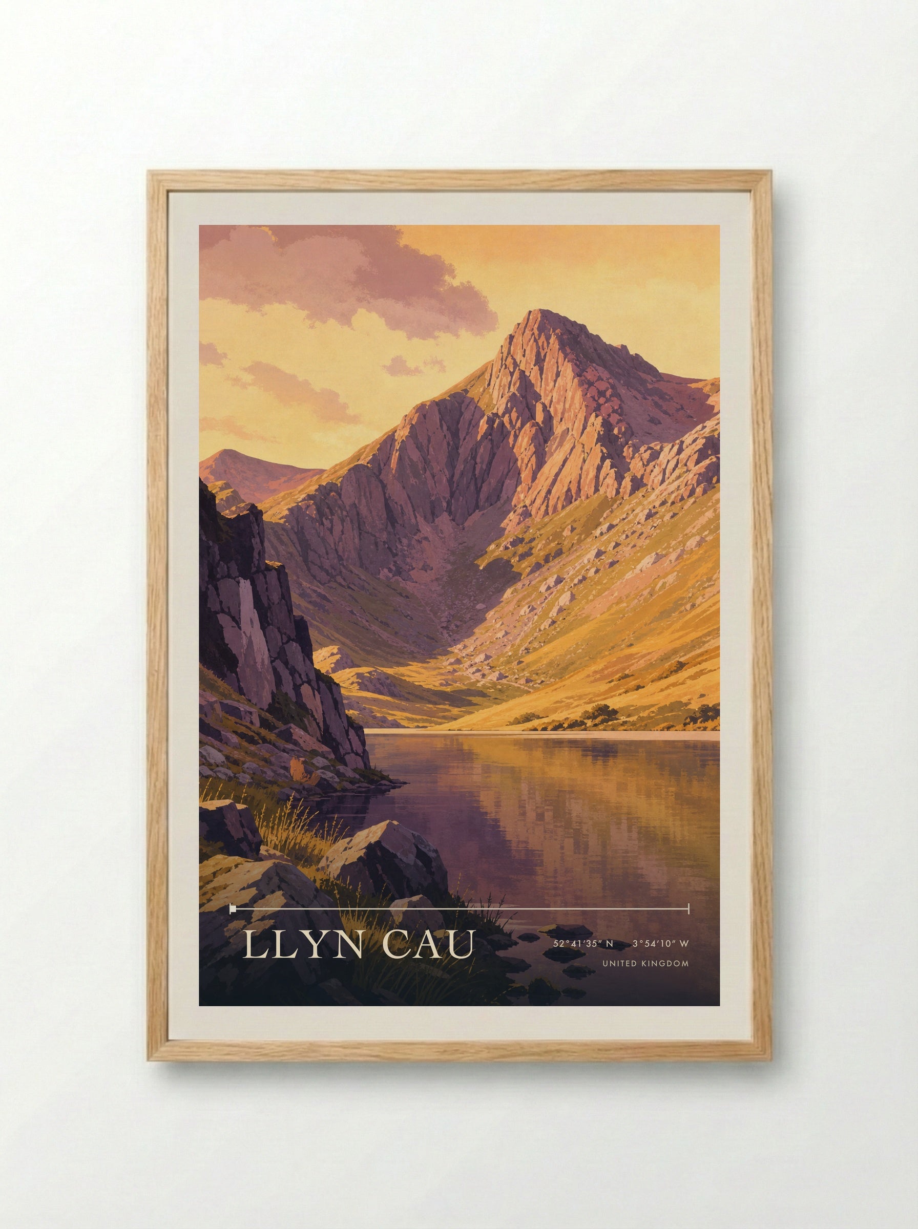 Llyn Cau United Kingdom Travel Poster - Framed Print Wood