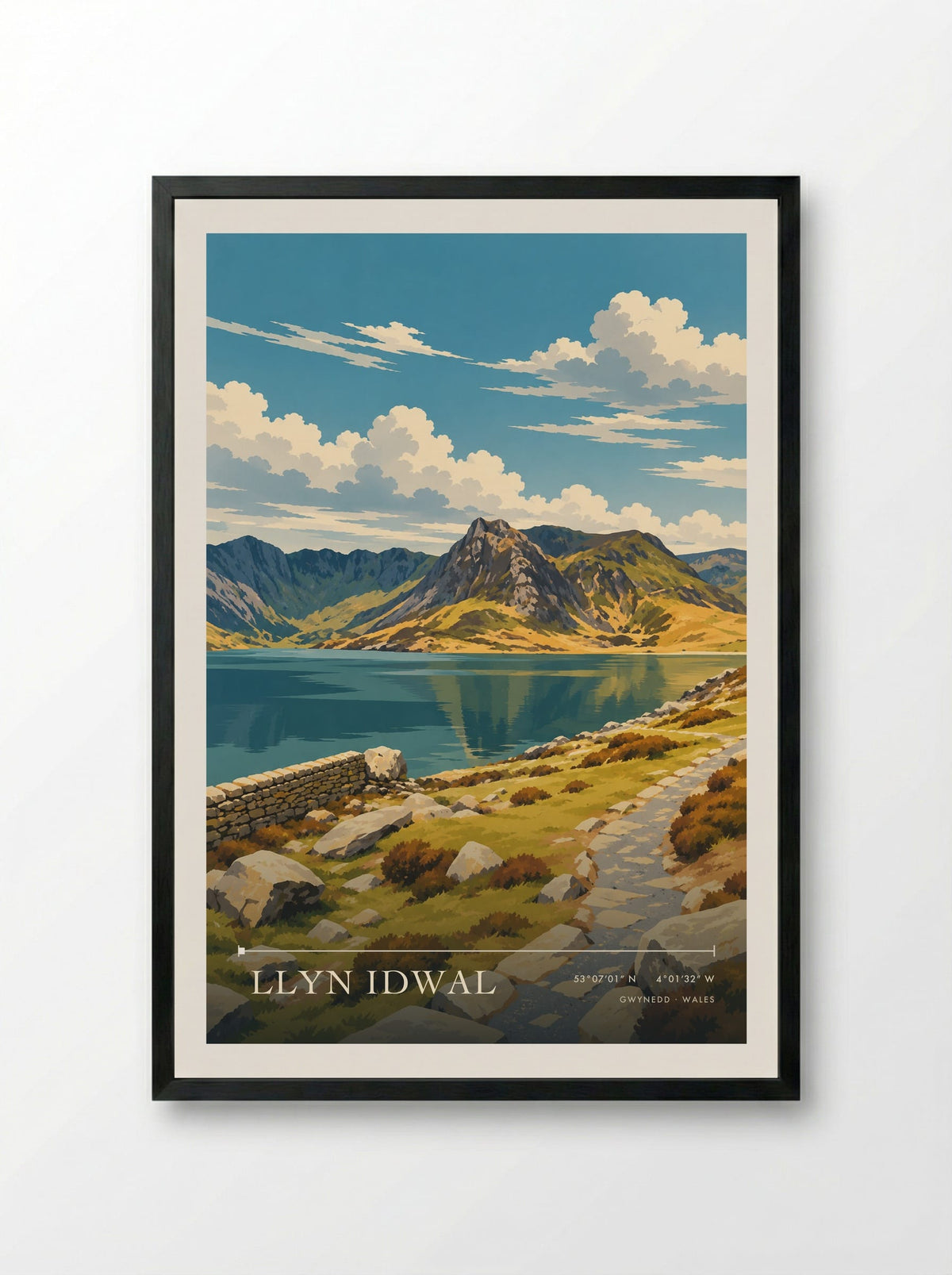 Llyn Idwal, Gwynedd | Travel Poster - Framed Print Black