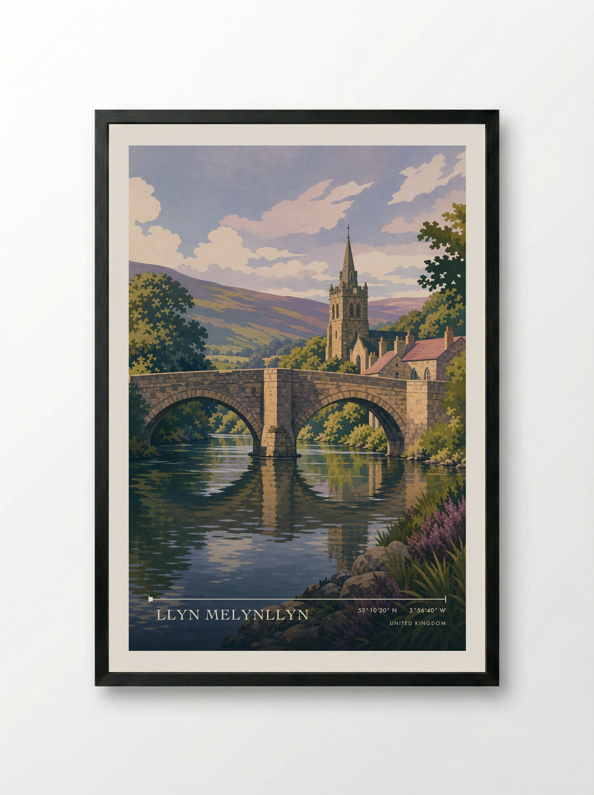 Llyn Melynllyn United Kingdom Travel Poster - Framed Print Black