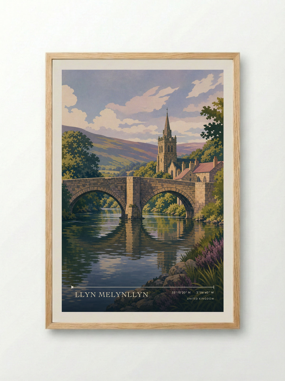 Llyn Melynllyn United Kingdom Travel Poster - Framed Print Wood