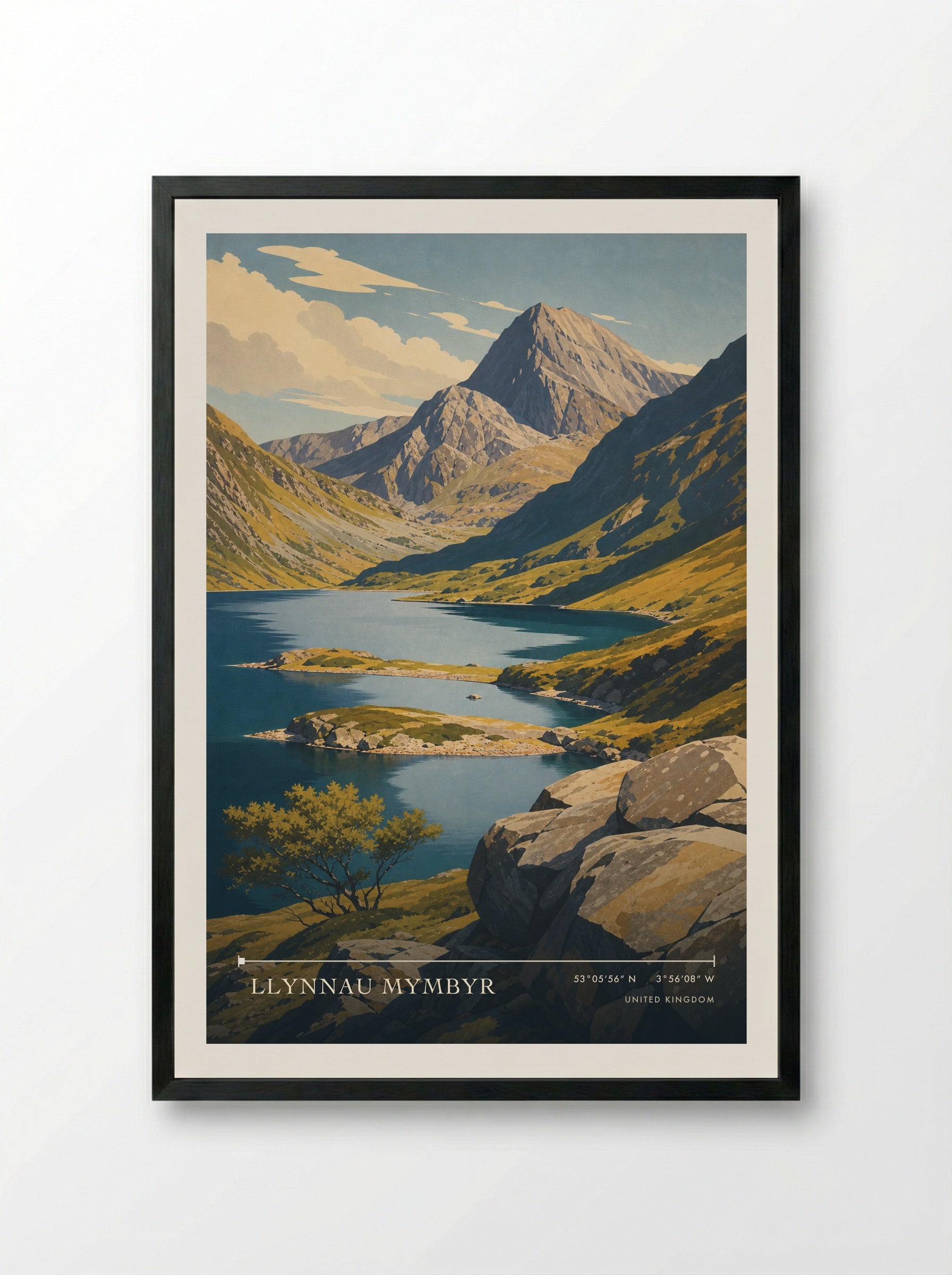 Llynnau Mymbyr United Kingdom Travel Poster - Framed Print Black