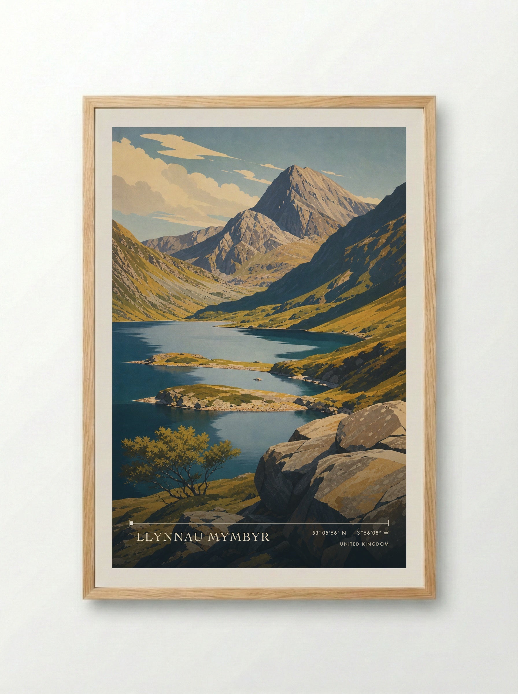 Llynnau Mymbyr United Kingdom Travel Poster - Framed Print Wood