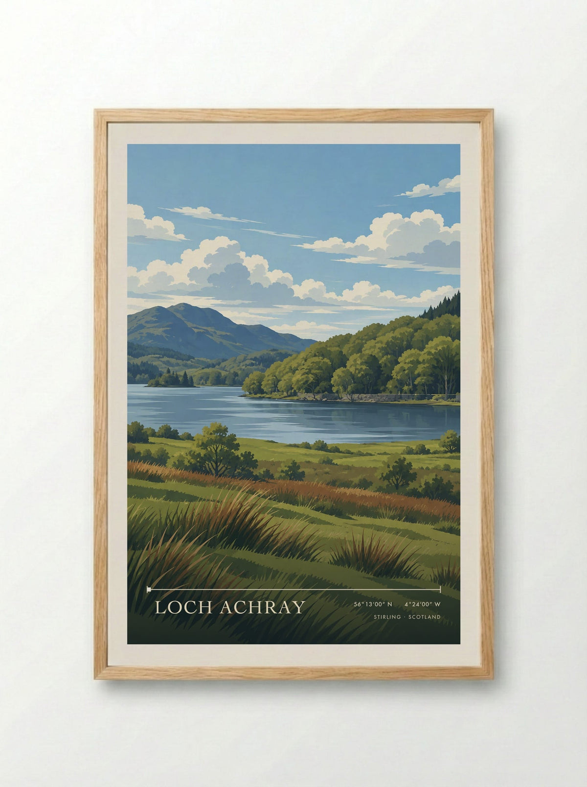 Loch Achray, Stirling | Travel Poster - Framed Print Wood