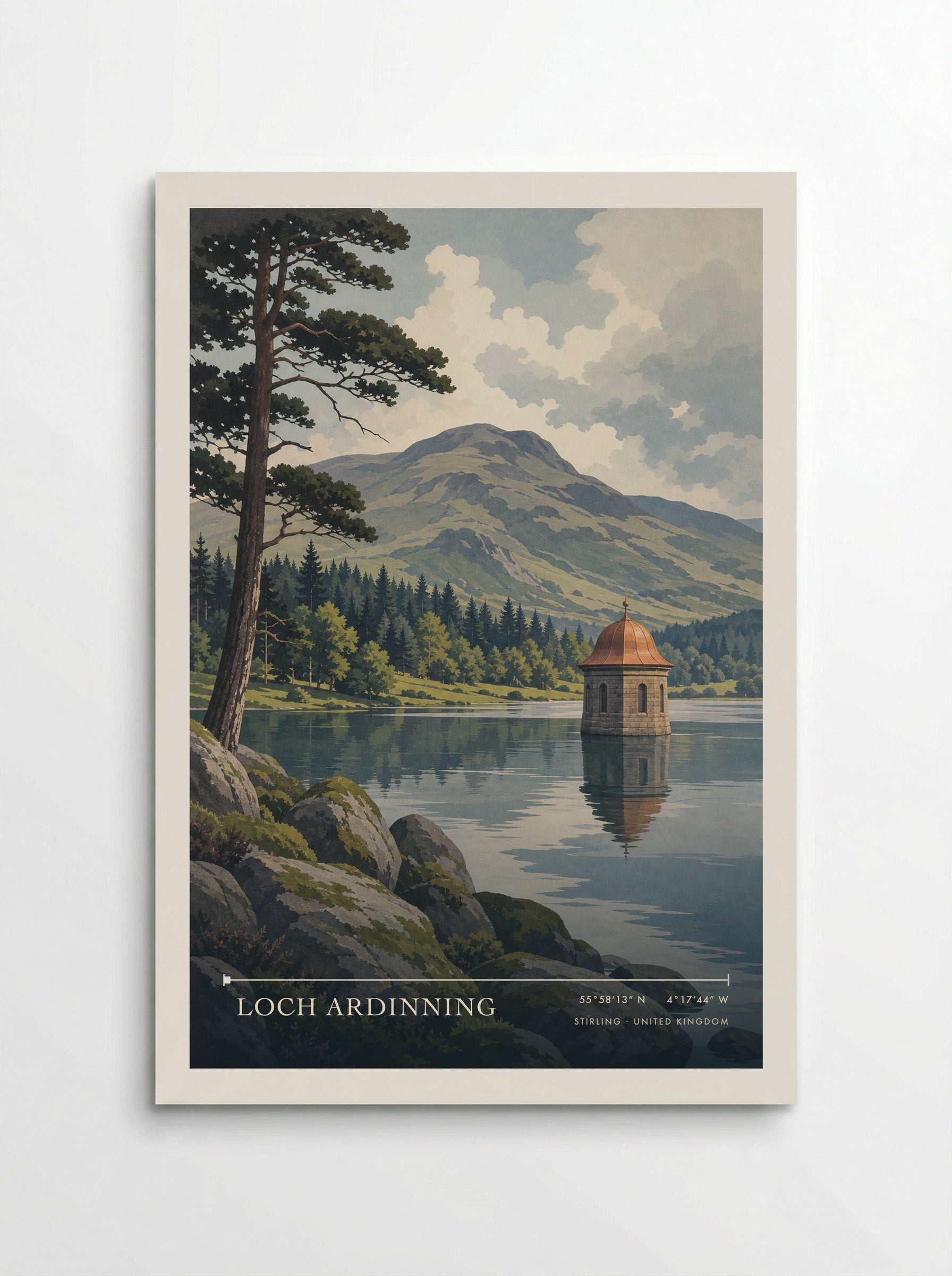 Loch Ardinning Stirling United Kingdom Travel Poster - Poster