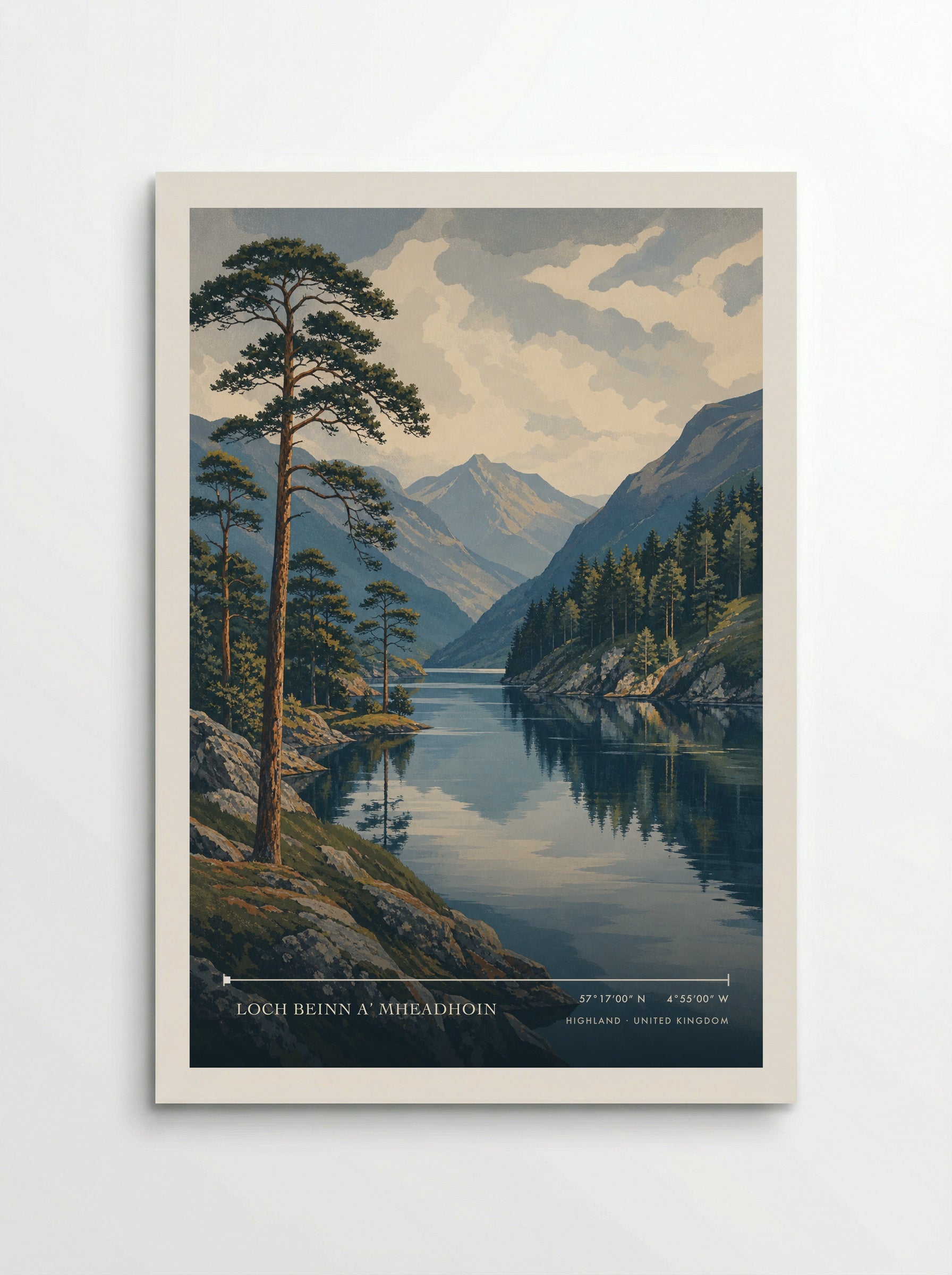 Loch Beinn a’ Mheadhoin Highland United Kingdom Travel Poster - Poster