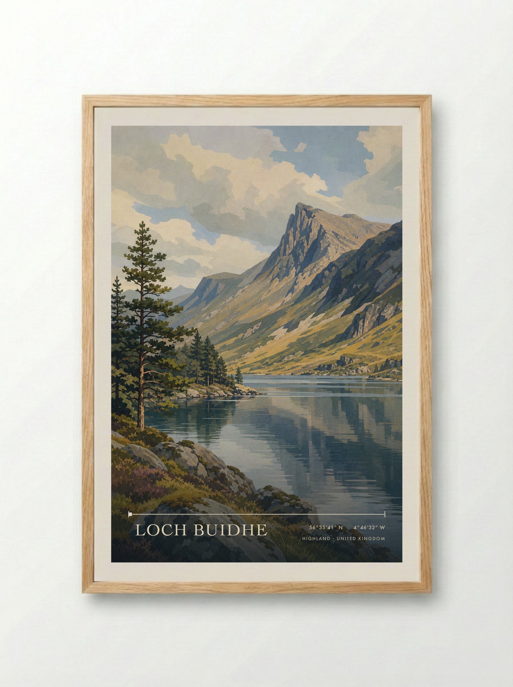 Loch Buidhe Highland United Kingdom Travel Poster - Framed Print Wood